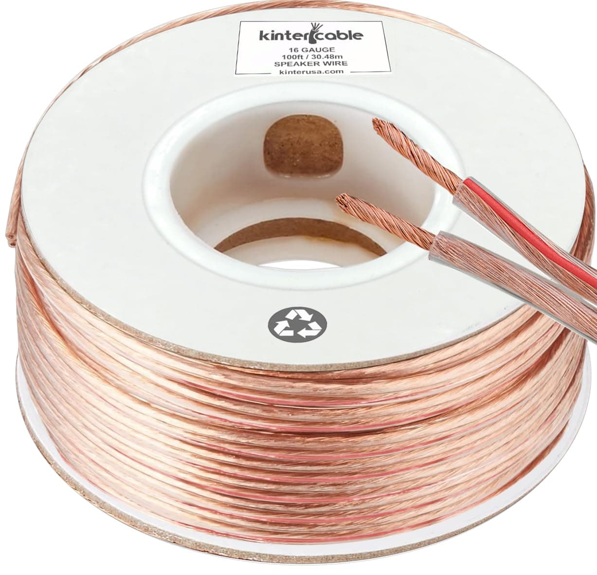 Cable 100ft 16-Gauge Audio Stereo Speaker Wire Cable, 100 Feet, 30.48 Meters, 2 Conductor, Polarity Marked, Flexible Clear PVC, CCA, Home Theater, HiFi, Surround or Auto Amps