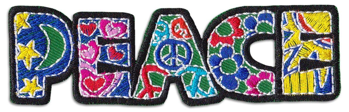 Peace -Art Patch Iron On Sew On Embroidered Hippie Anti-war Movement Protest March Party Festival Love (Large)
