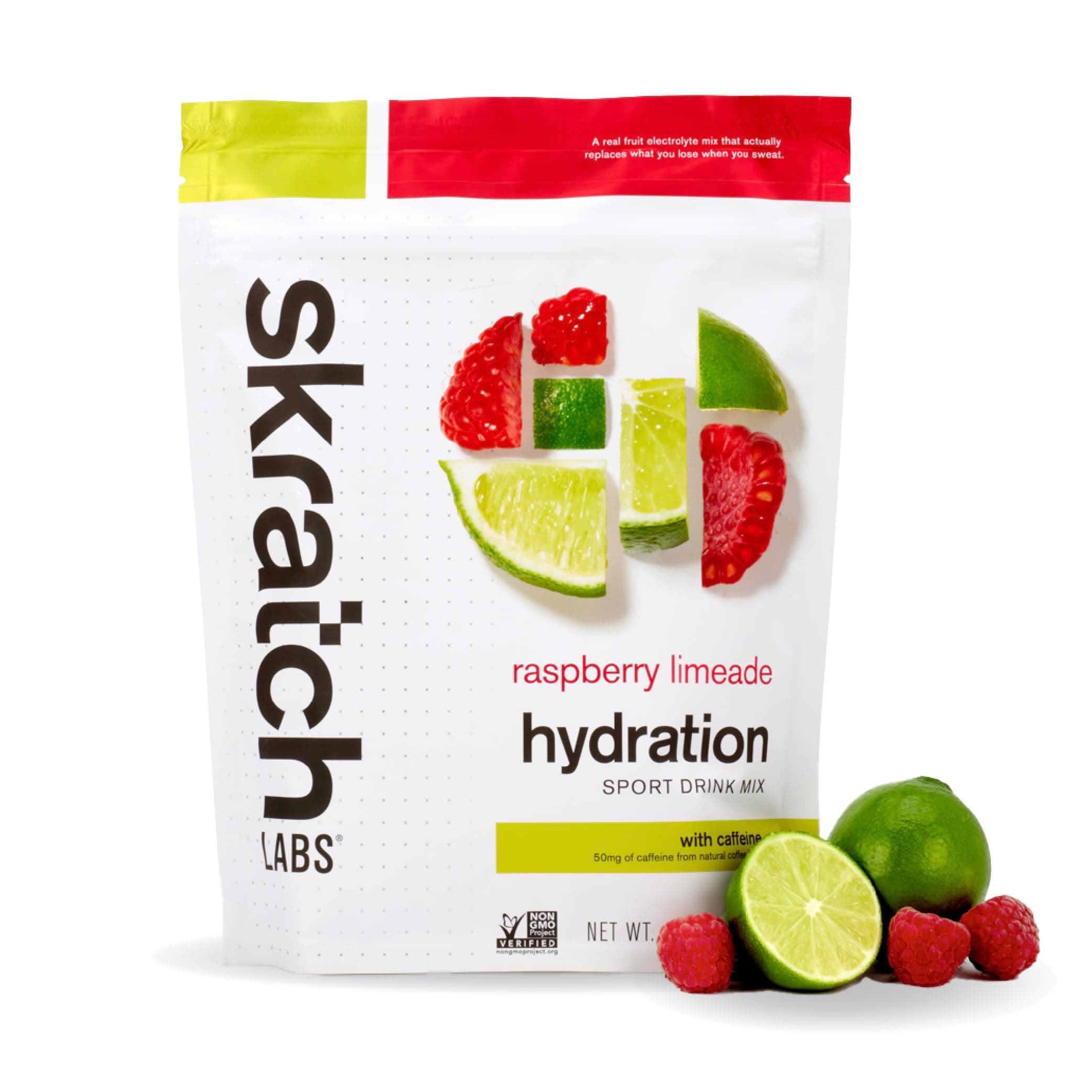Hydration Sports Drink Mix with Caffeine – Real‑Fruit Electrolyte Powder for Fast Hydration & Energy | Raspberry Limeade | 20 Servings | Vegan, Non‑GMO, Clean Ingredients