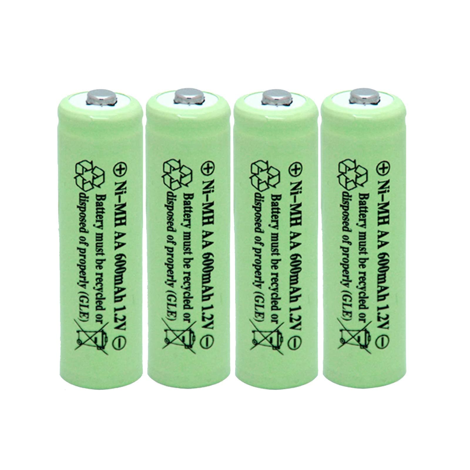 AA 600mAh 1.2V NiMH Rechargeable Batteries for Solar Light,Solar Lamp,Garden Lights Green(4 PCS)