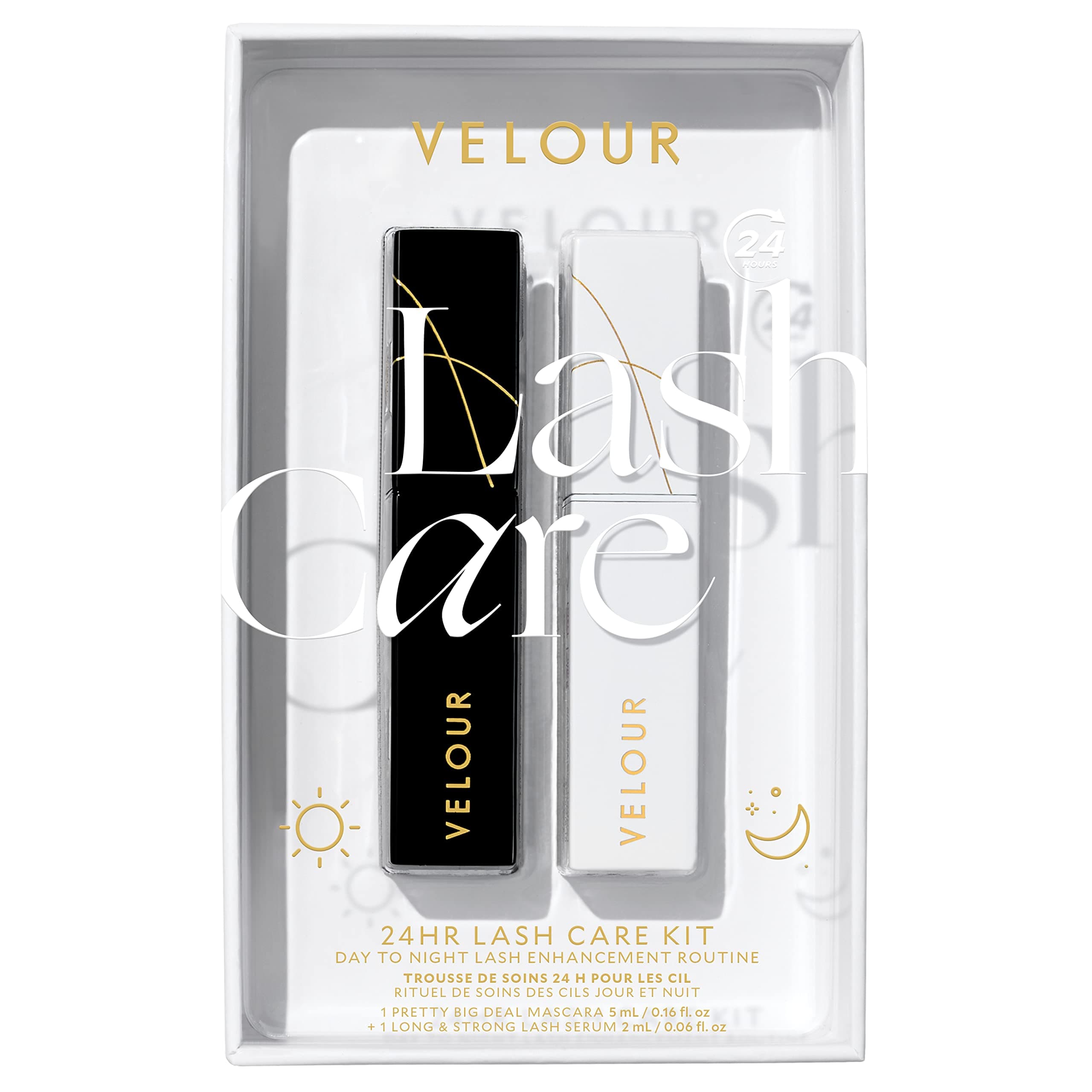 Velour Lashes24hr Lash Care Kit, Includes Lash Serum & Pretty Big Deal Mascara for Fuller, Thicker, Longer Eyelashes