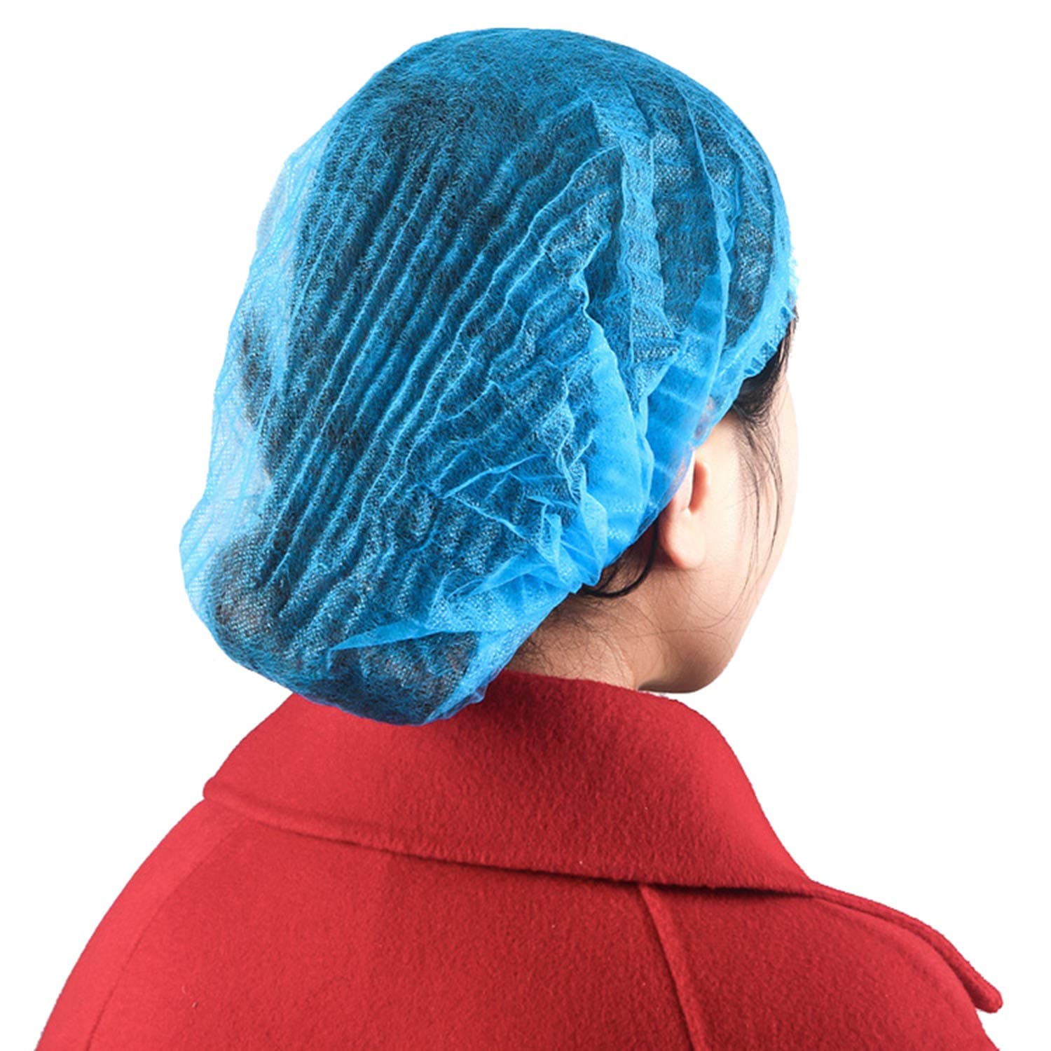 100 Pcs Disposable Bouffant Caps Hair Net Caps Non-Woven Hair Head Cover Net, 21 Inch (Blue)