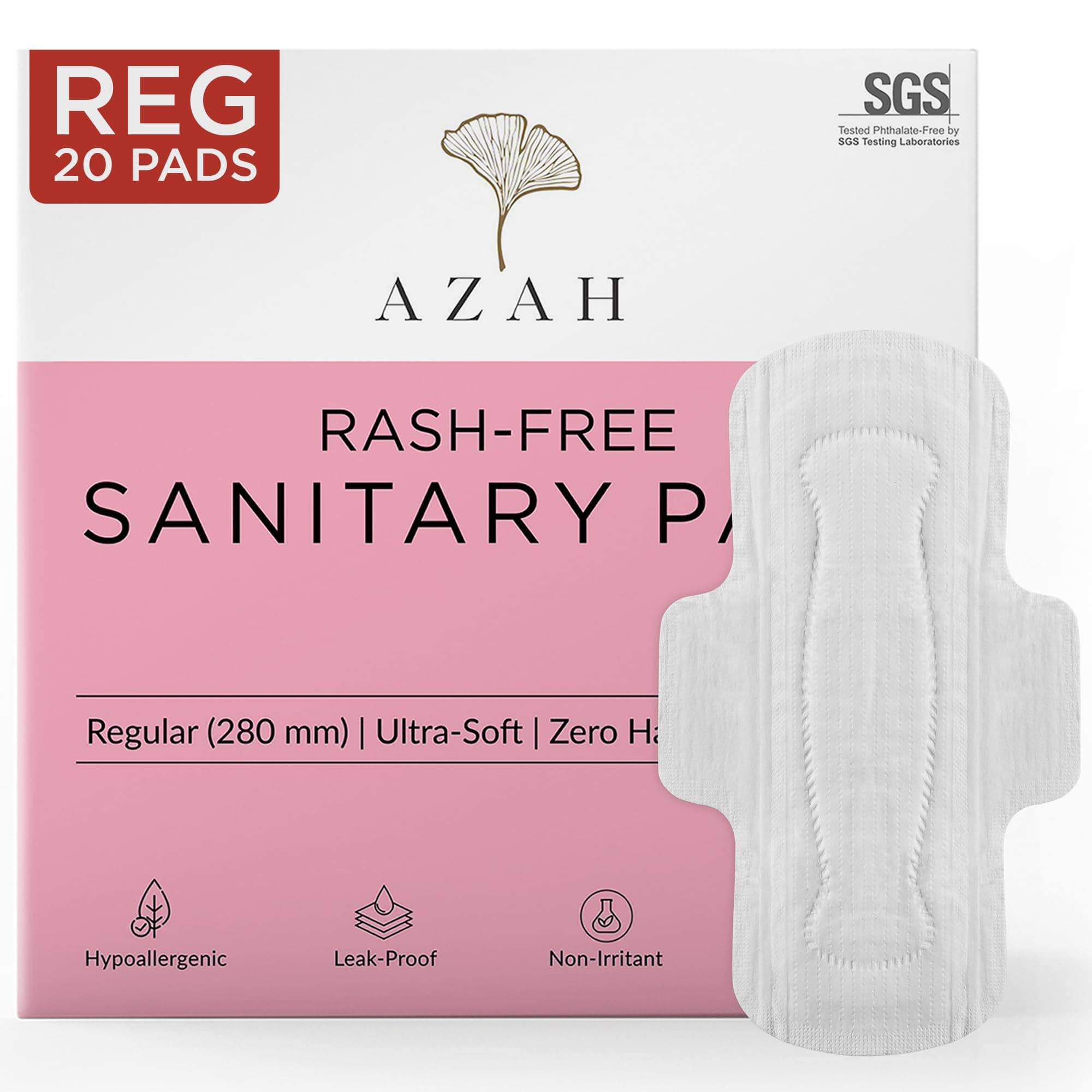 AZAH Sanitary Pads for Women Regular [Pack of 20] 100% Rash-Free sanitary napkins | 3x More Absorption, Cottony Soft and Dry Top Cover for heavy Flow | Toxin Free, Locks Odour, Leak-Proof