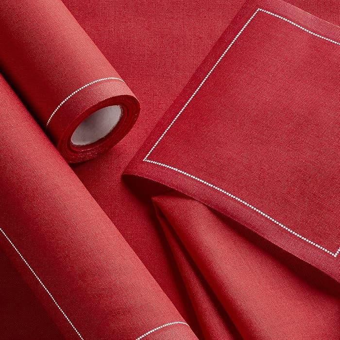 Doi-Le 100% Cotton Cocktail/Canape Napkin - 11cm - Roll of 50 pre-cut napkins - Cherry Red
