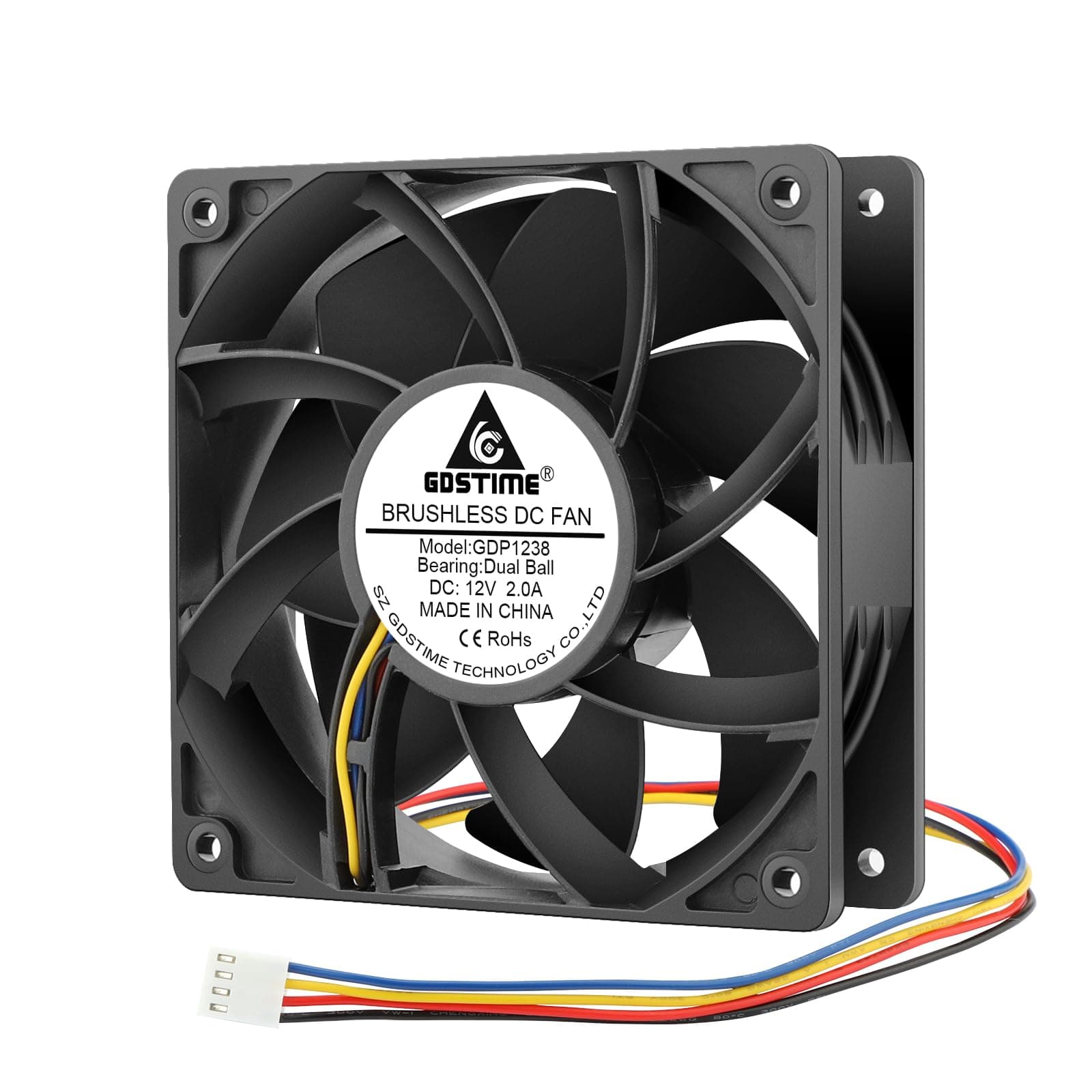 PC Fans 120mm Case Fan 4Pin 120 x 38mm PWM 12V Cooling Fan Dual Ball Bearing 5300 RPM High Speed 213 CFM Big Airflow For laptop Workstation PSU Server Inverter Chassis Cabinet