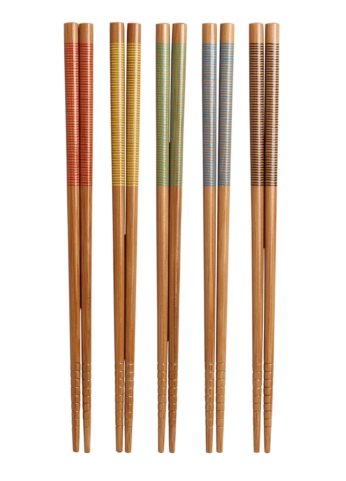 Striped Bamboo Chopstick, Set of 5 Pairs