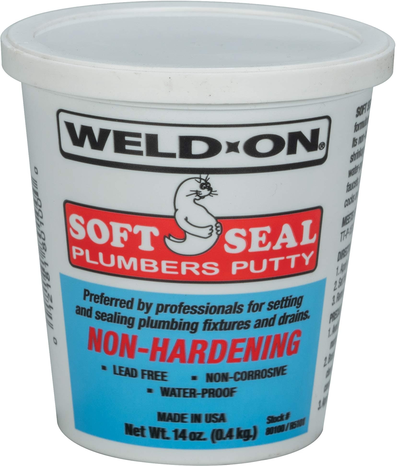 Weld-On 80100 White Soft Seal Plumbers Putty. 14 oz. Poly Tu