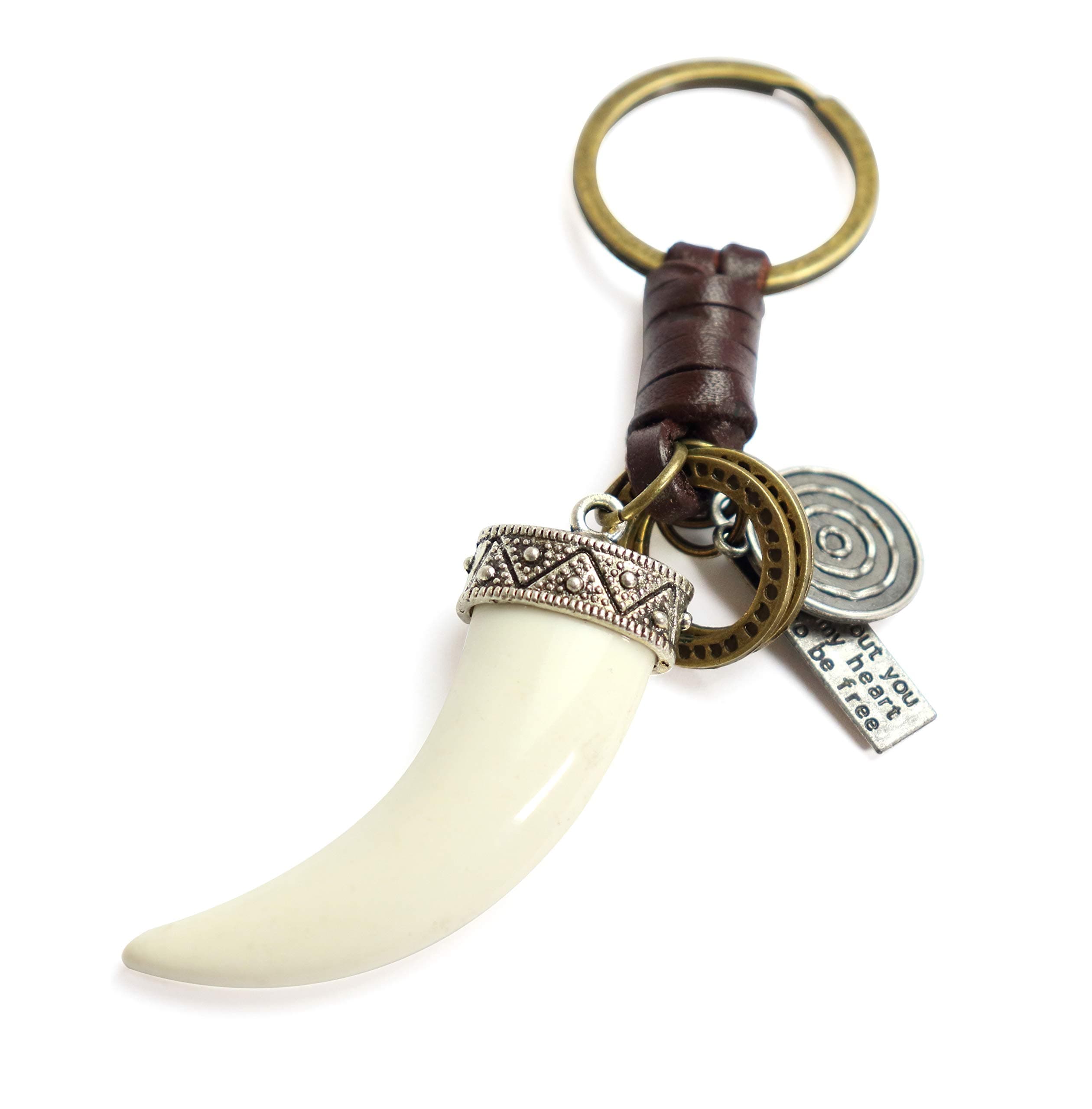 Leather Wolf Fang KeyChains Friend Gift Ideas Women Men Good Luck KeyRings Small Surprise Present