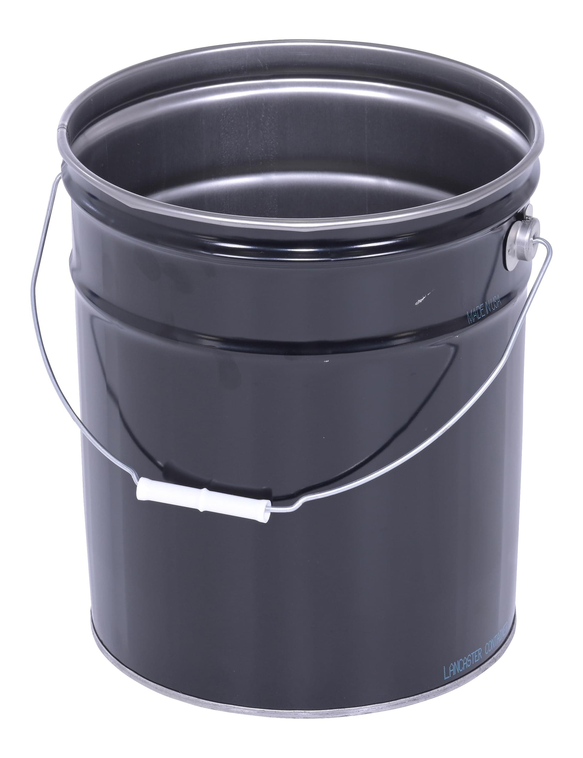 PAIL-STL-RI Steel Open Head Pail with Handle, 5 gallon Capacity, Black, Pack of 1