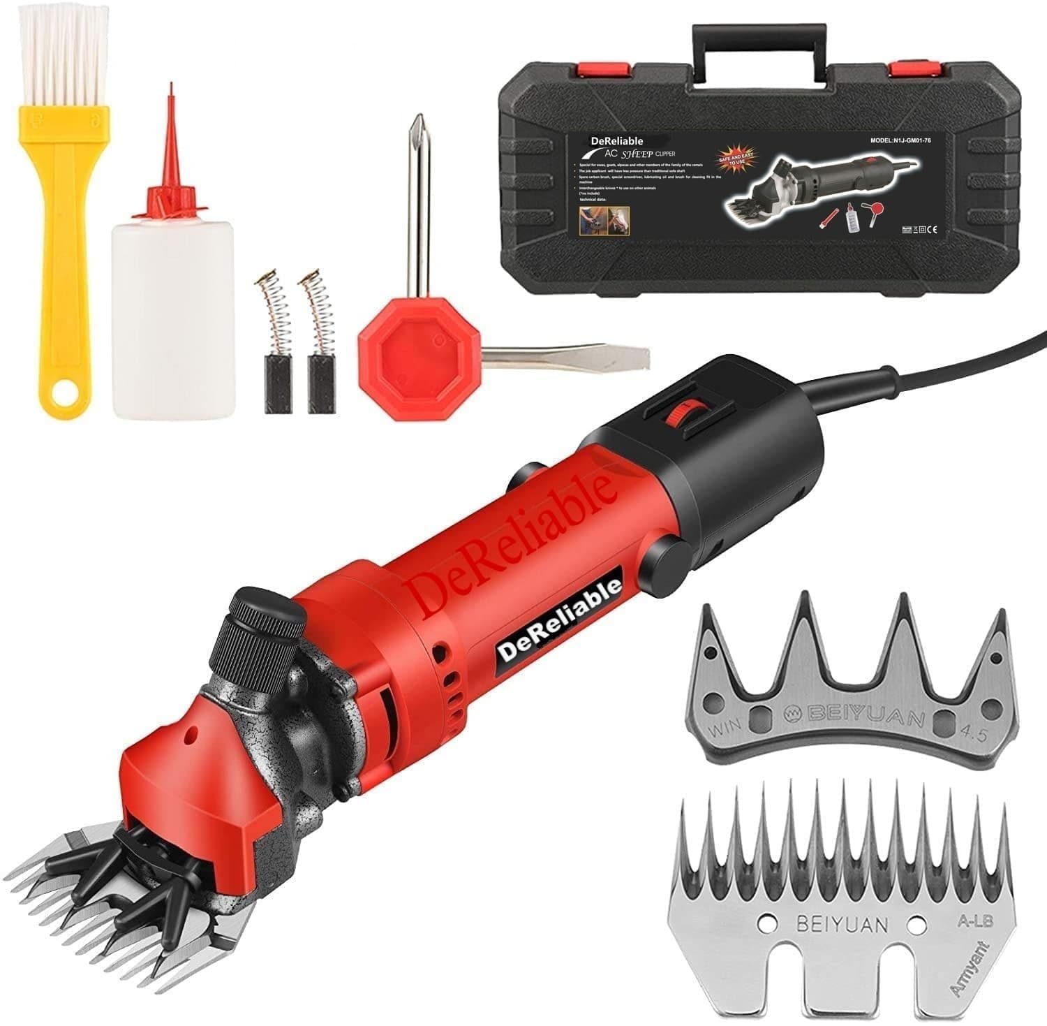 1200W Professional Sheep Clipper Sheep Shearing Machine, 1 Extra blade, 6 Speed Adjustable, Red. 6 months warranty(Double blade, 10, count)