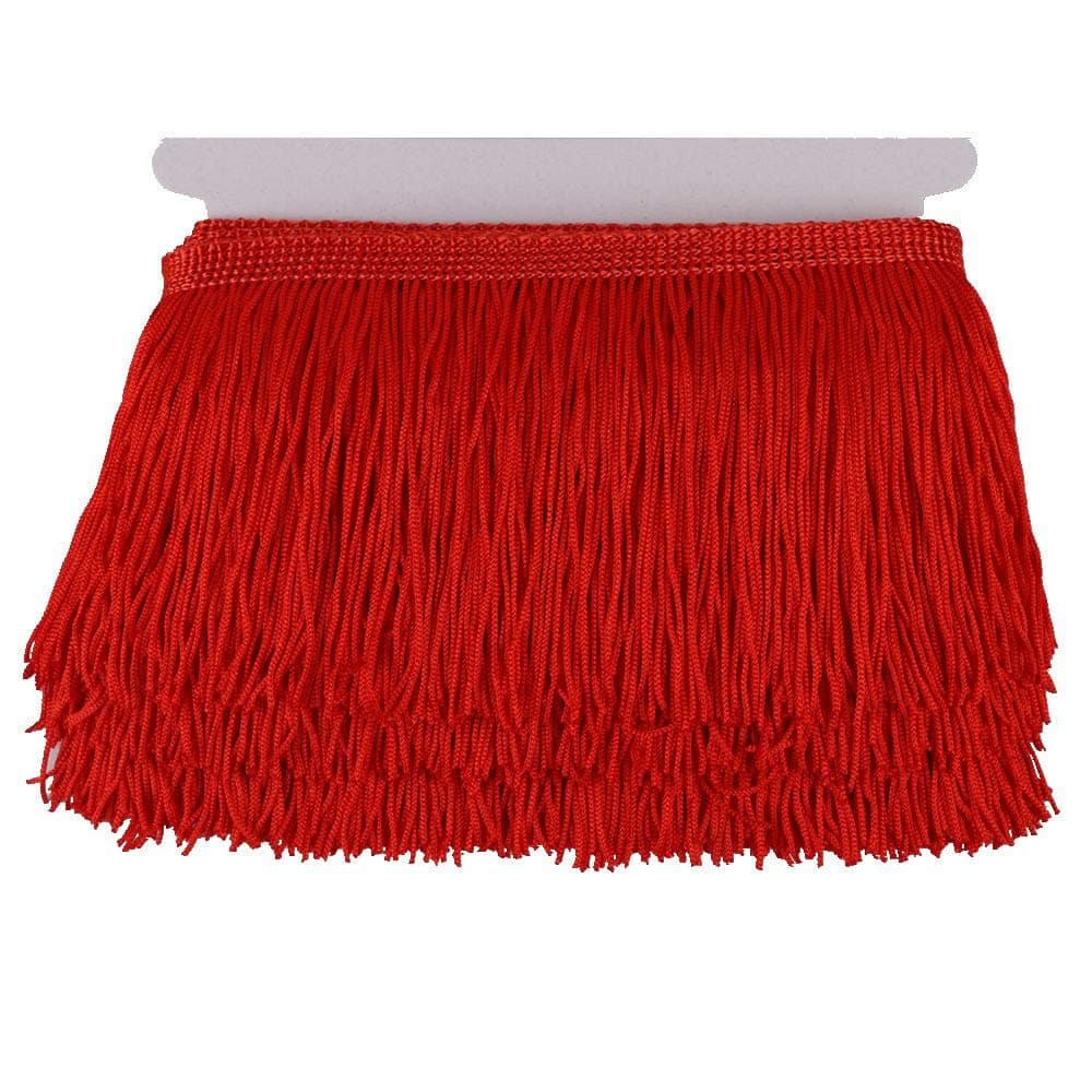Heartwish268 Fringe Trim Lace Polyerter Fibre Tassel 4inch（″） Wide 10 Yards Long for Clothes Accessories and Latin Wedding Dress and DIY Lamp Shade Decoration Black (red)