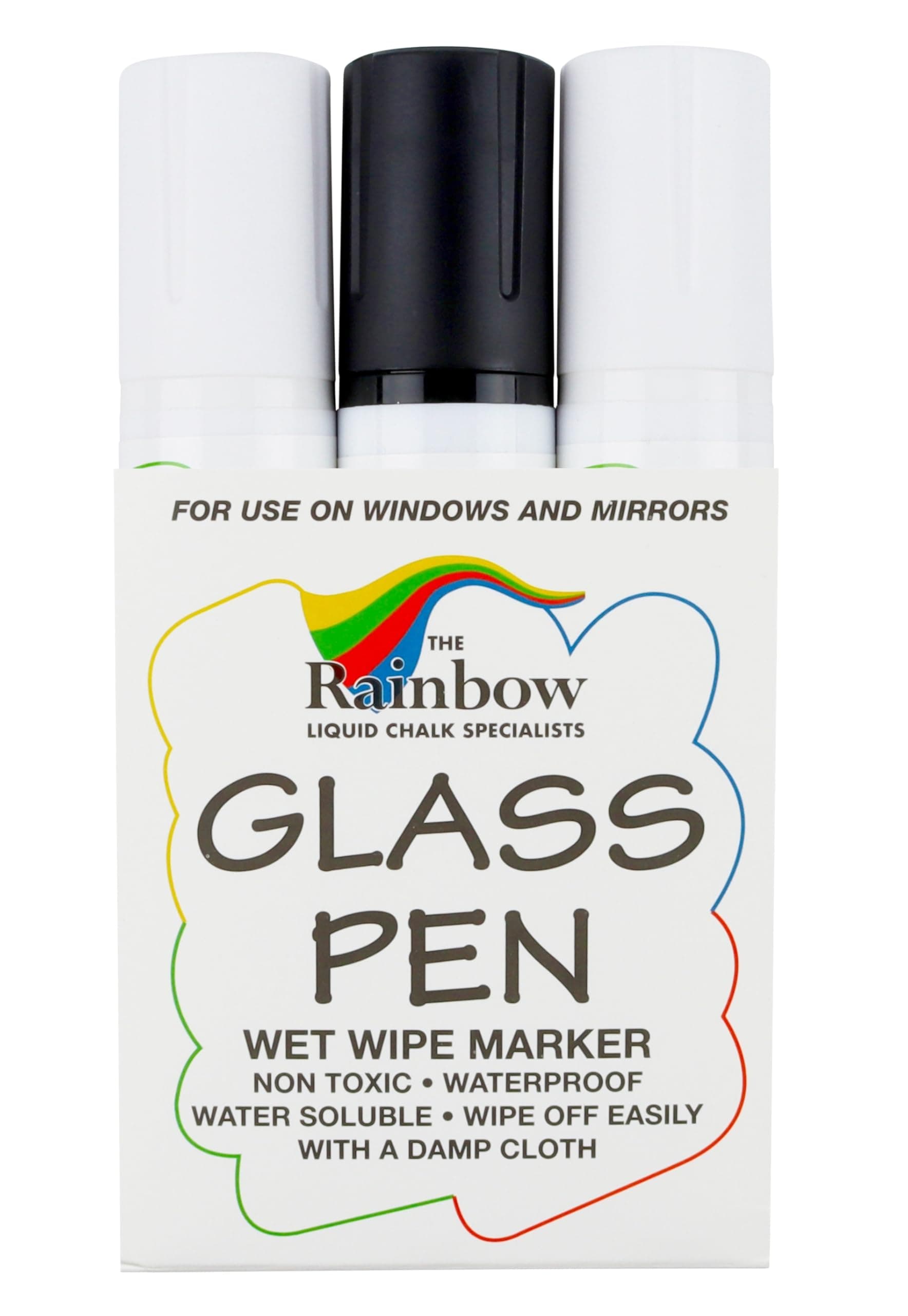 Glass Pen Window Marker: Liquid Chalk Pens for Glass, Whiteboard Markers with Washable Paint - Graduation, Car Windows, Mirror Pen, Storefront, Wedding, Party (3 Pens - Black & White - Jumbo Tip)