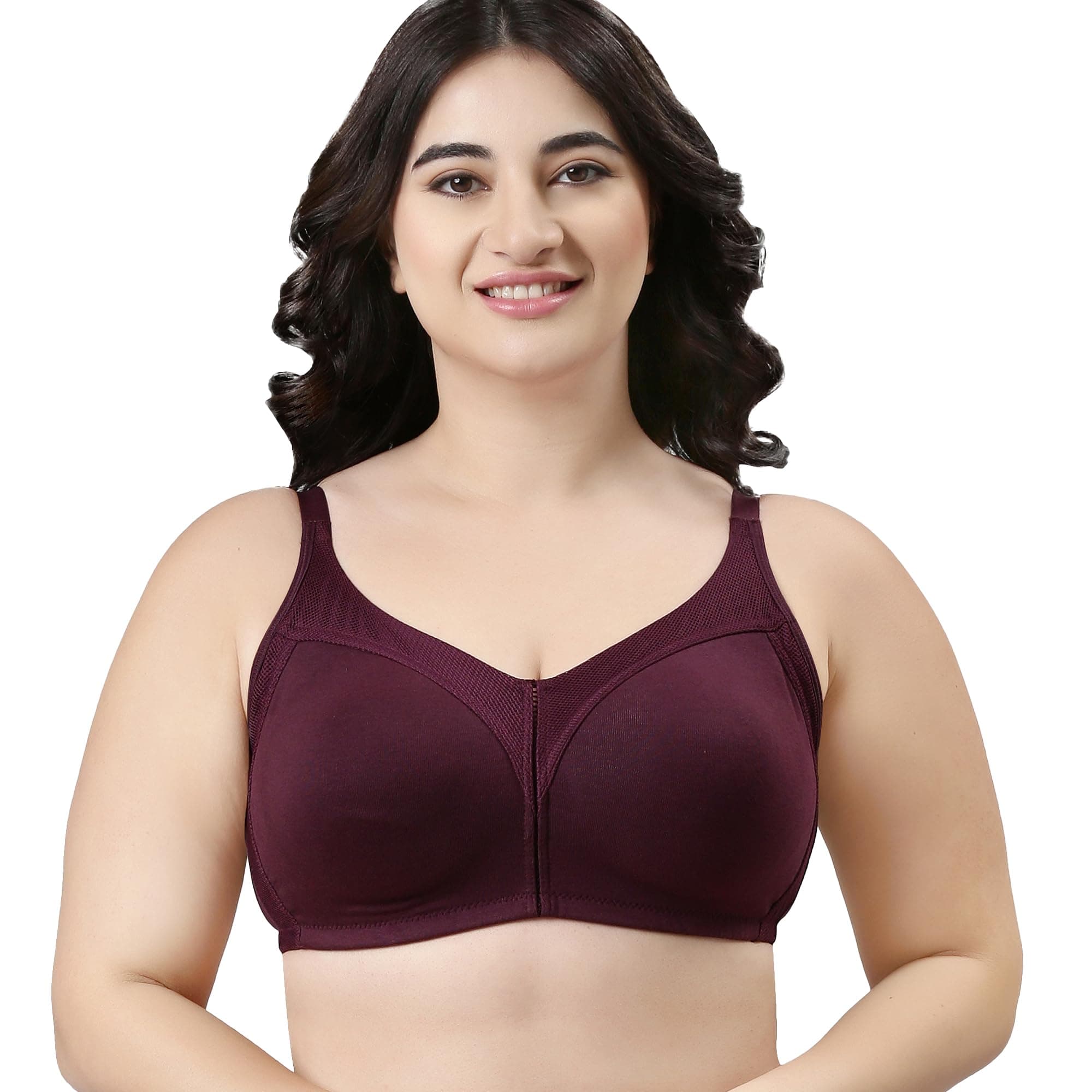 AB75 M Frame No Bounce Full Support Cotton Bra for Women - Non-Padded Non-Wired & Full Coverage with Cooling Technology | Available in Solid Colours