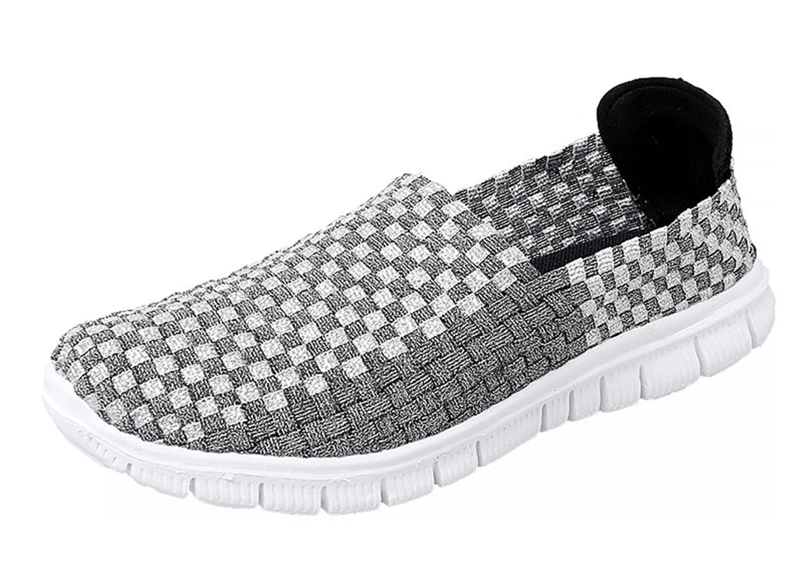 Icegrey Womens Elastic Walking Shoes Mary Jane Flats Slip On Sneakers Comfort Loafers Woven Shoes