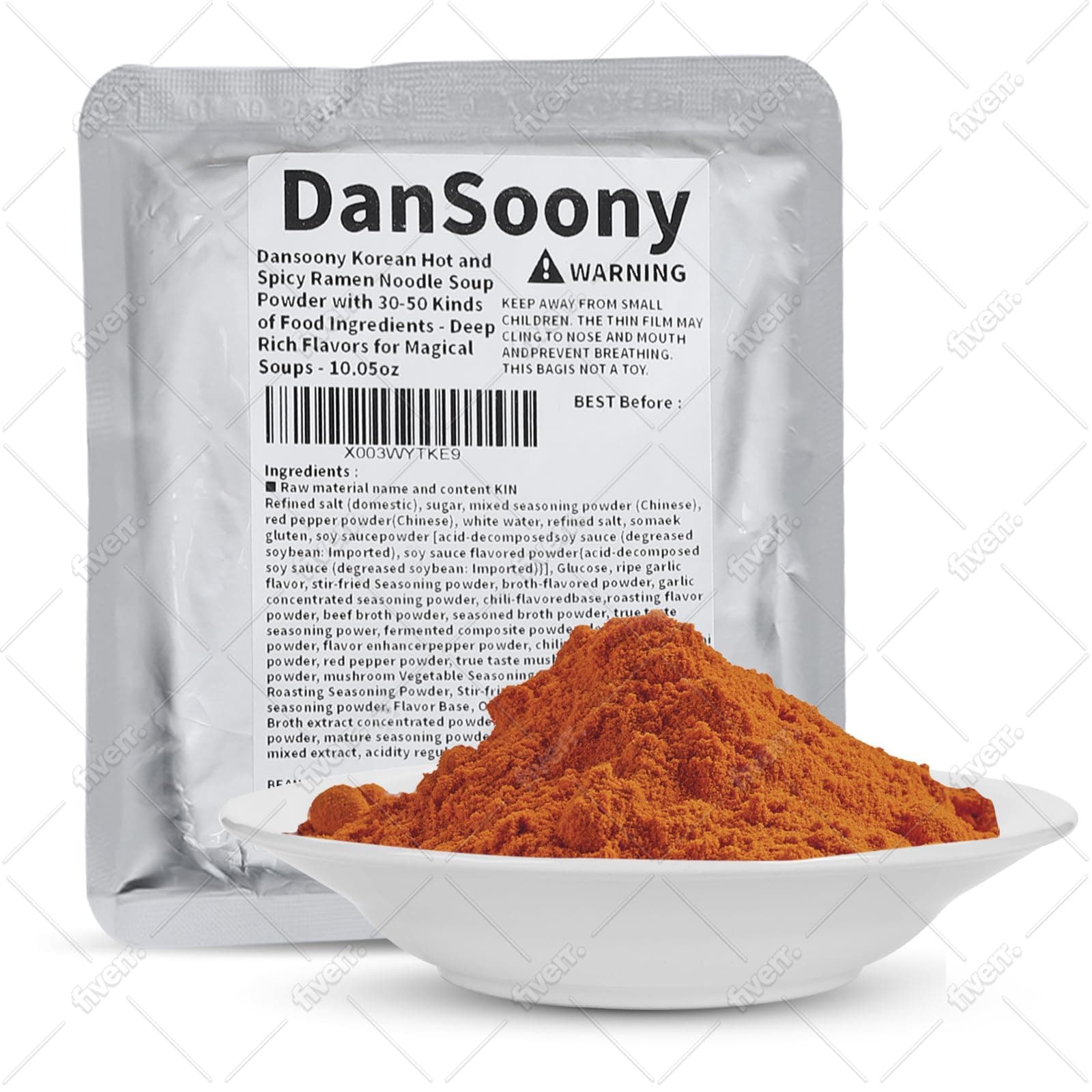 DanSoony Korean Hot and Spicy Ramen Noodle Soup Powder with 30-50 Kinds of Food Ingredients - Deep, Rich Flavors for Magical Soups