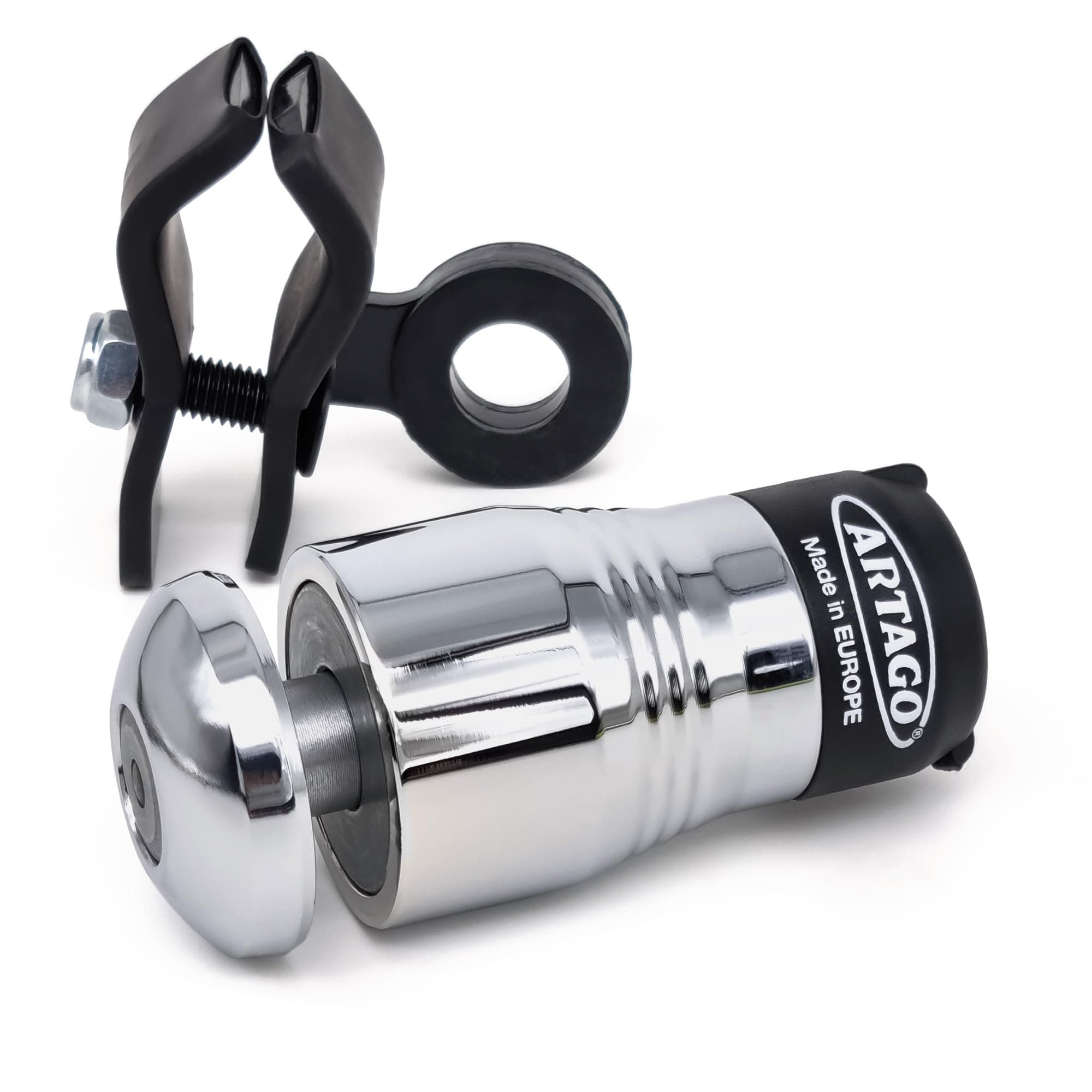 Artago 562-I High-End Motorcycle Disc Lock + Free Transport Holder, 4 Steel Ball Locking System, Chrome, High-Security Lock,Anti Theft Wheel Brake Disk Lock for Motorbike, Scooter, Moto