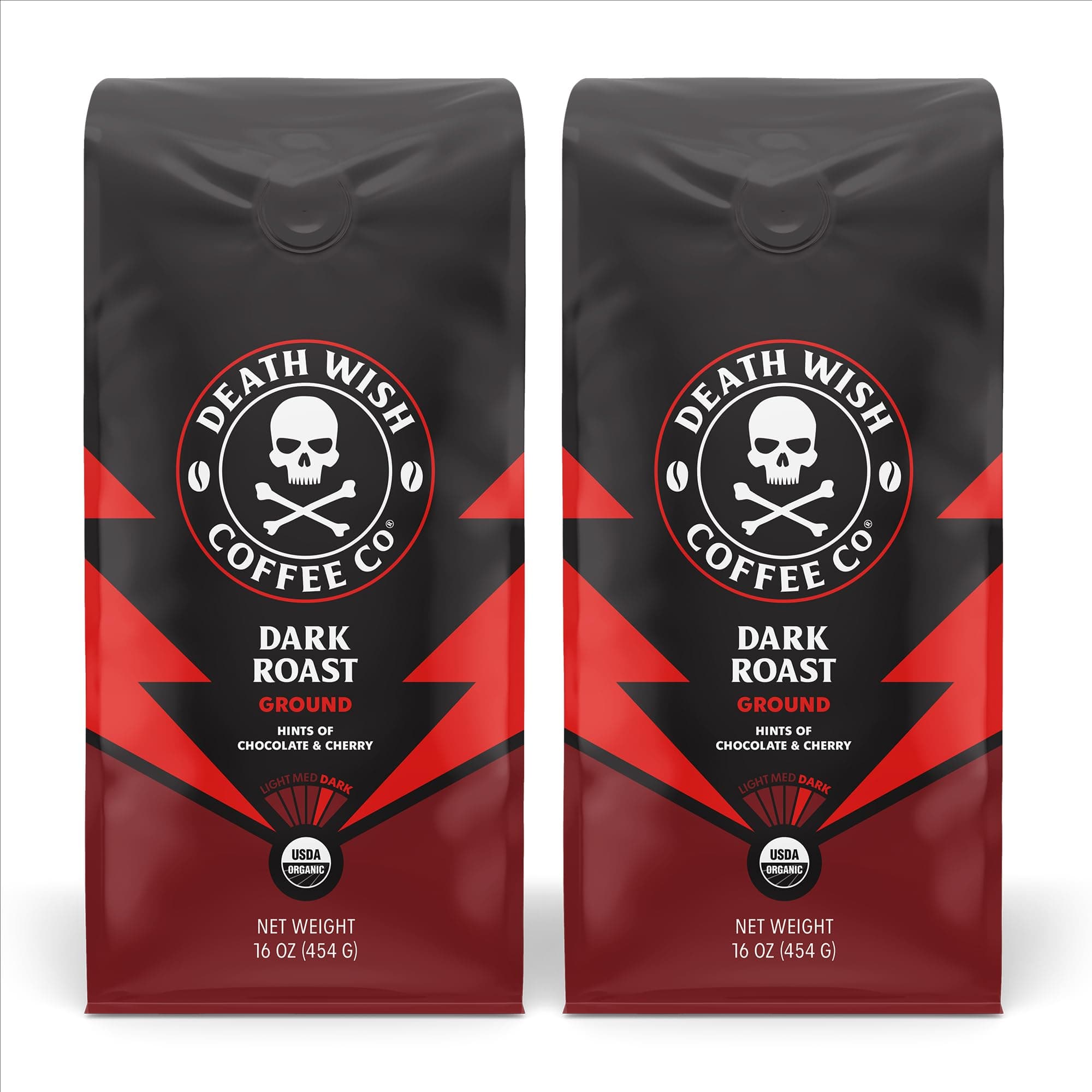 Dark Roast Grounds -16 Oz, 2 Packs of Bold & Intense Blend of Arabica & Robusta Beans - USDA Organic Ground Coffee - Pack of 2