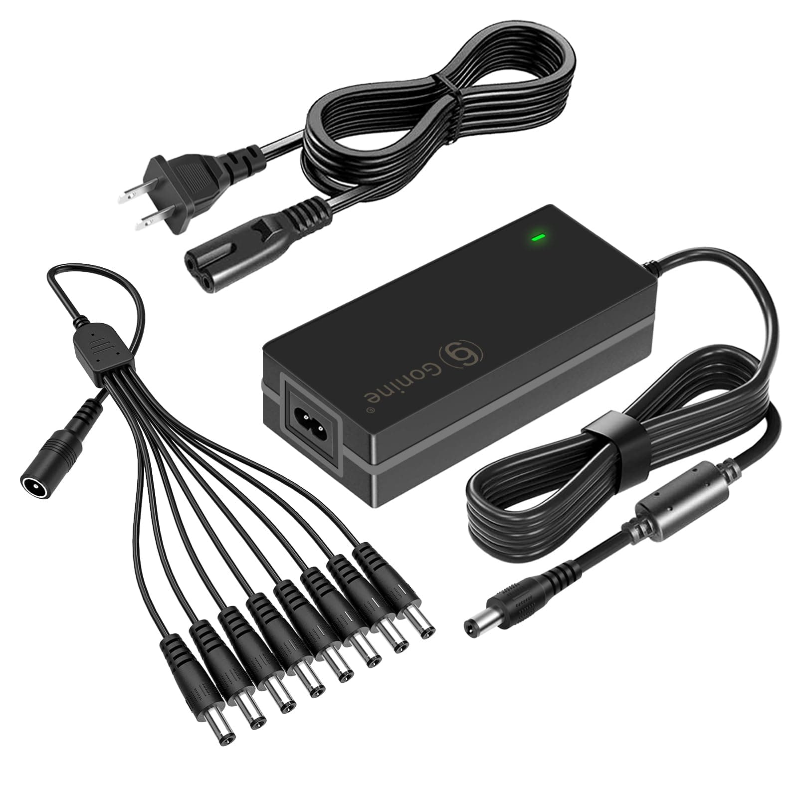 Security Camera AC DC Power Supply Adapter 12V 5A, Compatible with 12Volt Lorex, Night Owl, Swann, ZOSI, Reolink, Annke IP and BNC CCTV Surveillance Cameras, with 8 Ways Splitter Cable.