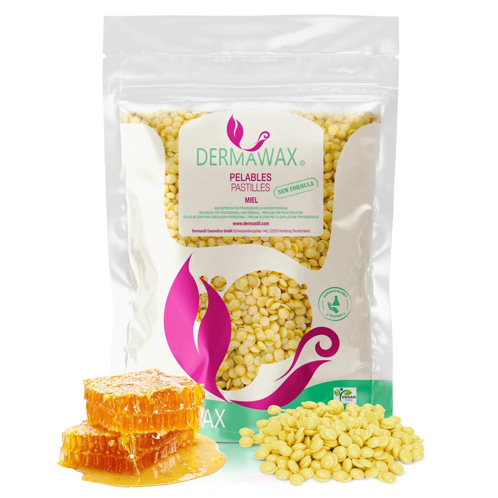 Stripless Natural Honey Hot Wax Beads 1000g - Low-Temperature Premium Wax for Full Body, Face, Bikini, Brazilian Hair Removal - Made in Italy for Professional Results (1 kg, Honey)