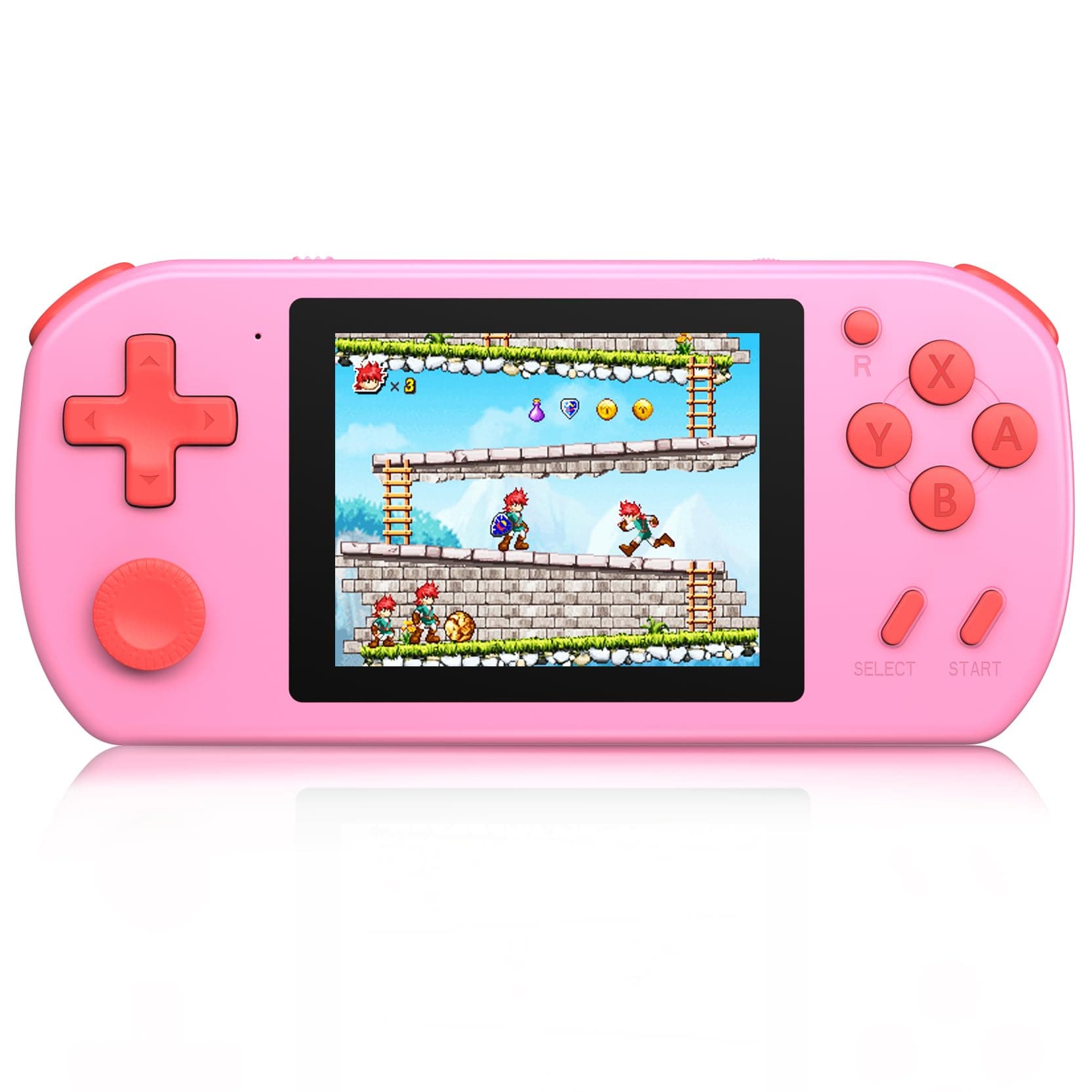 Handheld Games for Kids Adults with Built in 268 Classic Retro Video Games,3.0'' Color Screen Rechargeable Portable Arcade Gaming Player,Boys Girls Travel Electronics Toys Birthday Gift (B-Pink)