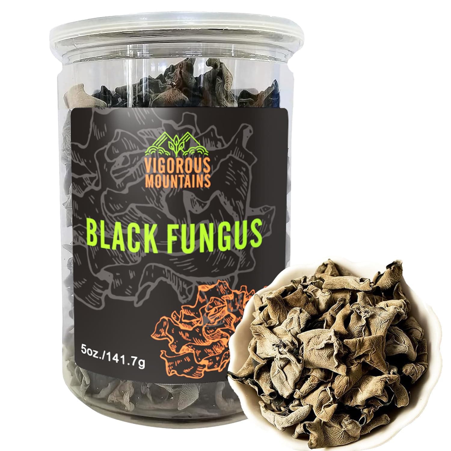 VIGOROUS MOUNTAINS Dried Black Fungus Woodear Mushrooms for Cooking (5.00, Ounces)