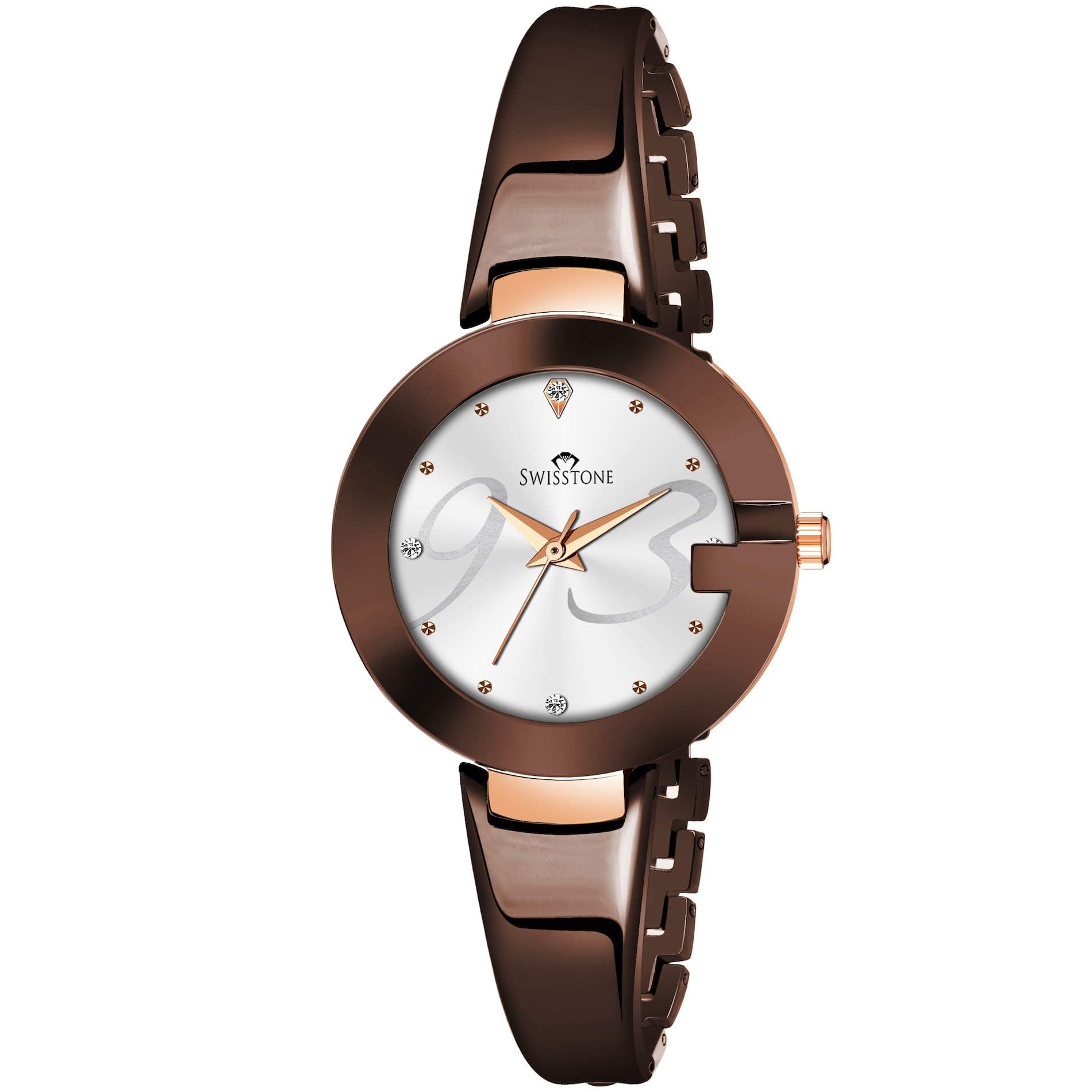 Analog Women's Stainless Steel Watch (Silver Dial Brown Colored Strap)