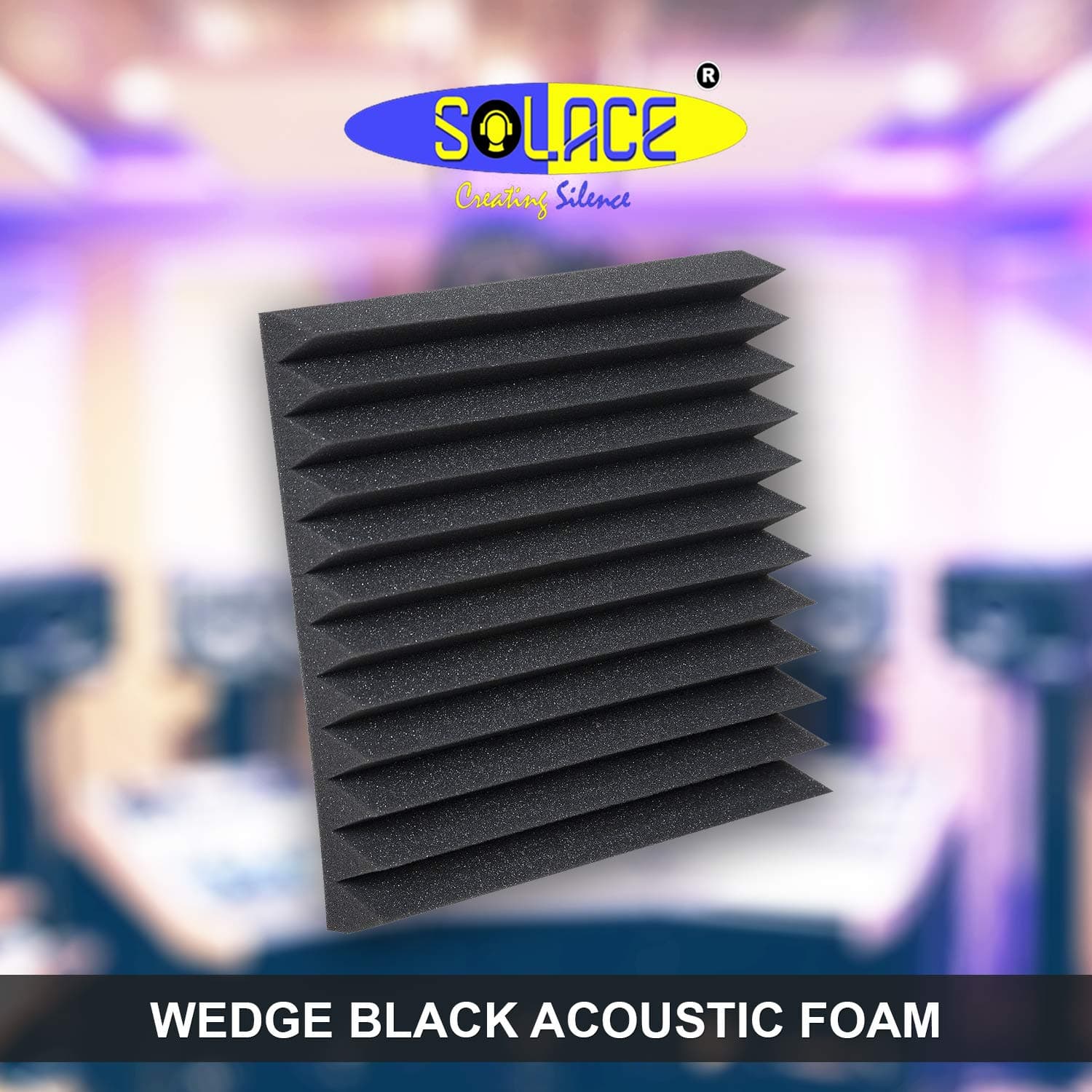 SOLACE ACOUSTIC® Wedge Acoustic Foam - 2'X2'- 8 Pcs- 32 SQFT
