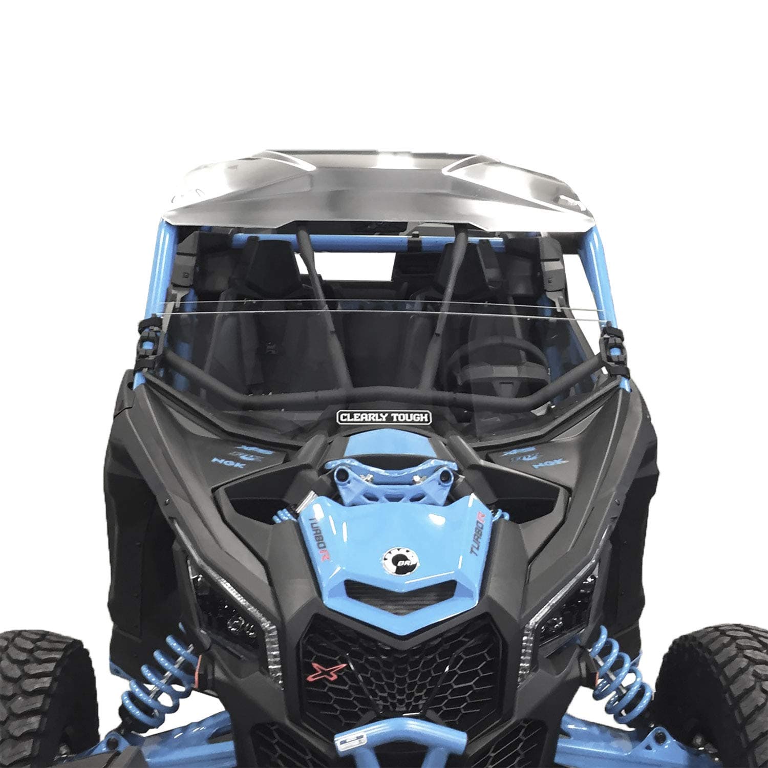 Half Windshield for the Can Am Maverick X3 - Scratch Resistant SxS UTV Windshield. The Ultimate in Side By Side Versatility! Easy On or Off! Premium polycarbonate w/Hard Coat Made in America!