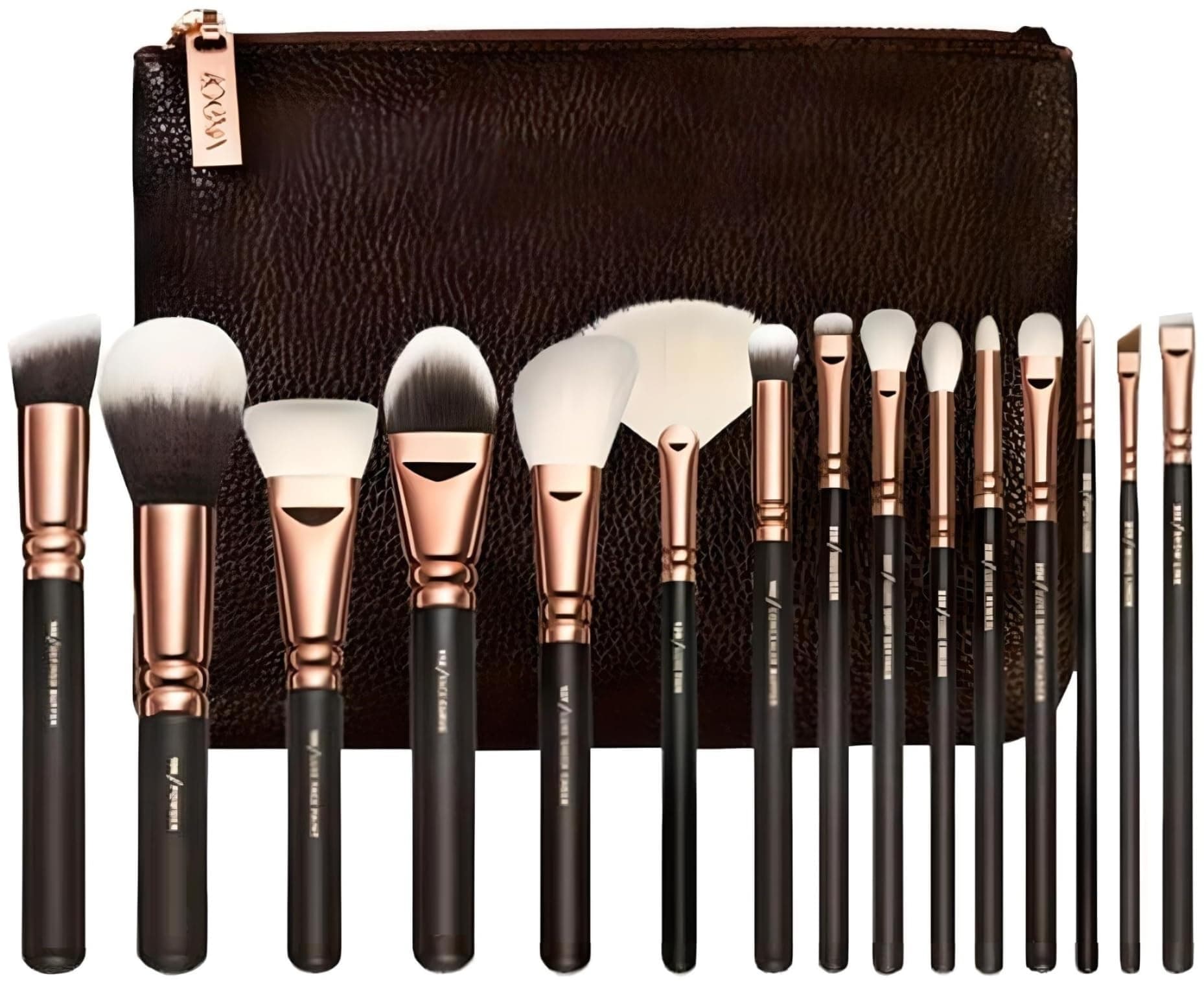 X ZOEVA Professional Complete Makeup Brush Set with Pouch - Includes 15 Face and Eye Makeup Brushes Kit