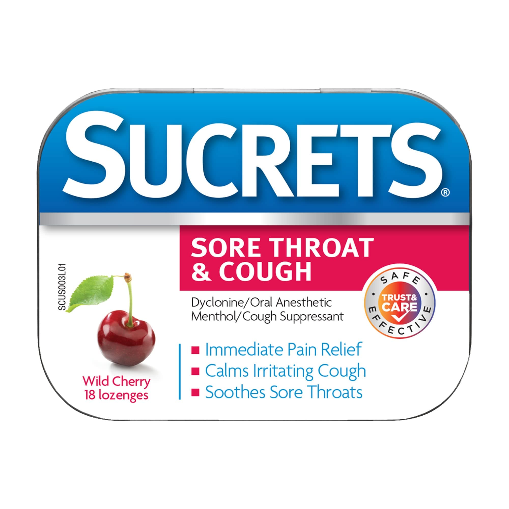 Sore Throat Lozenges, Wild Cherry Flavor, 18 Count