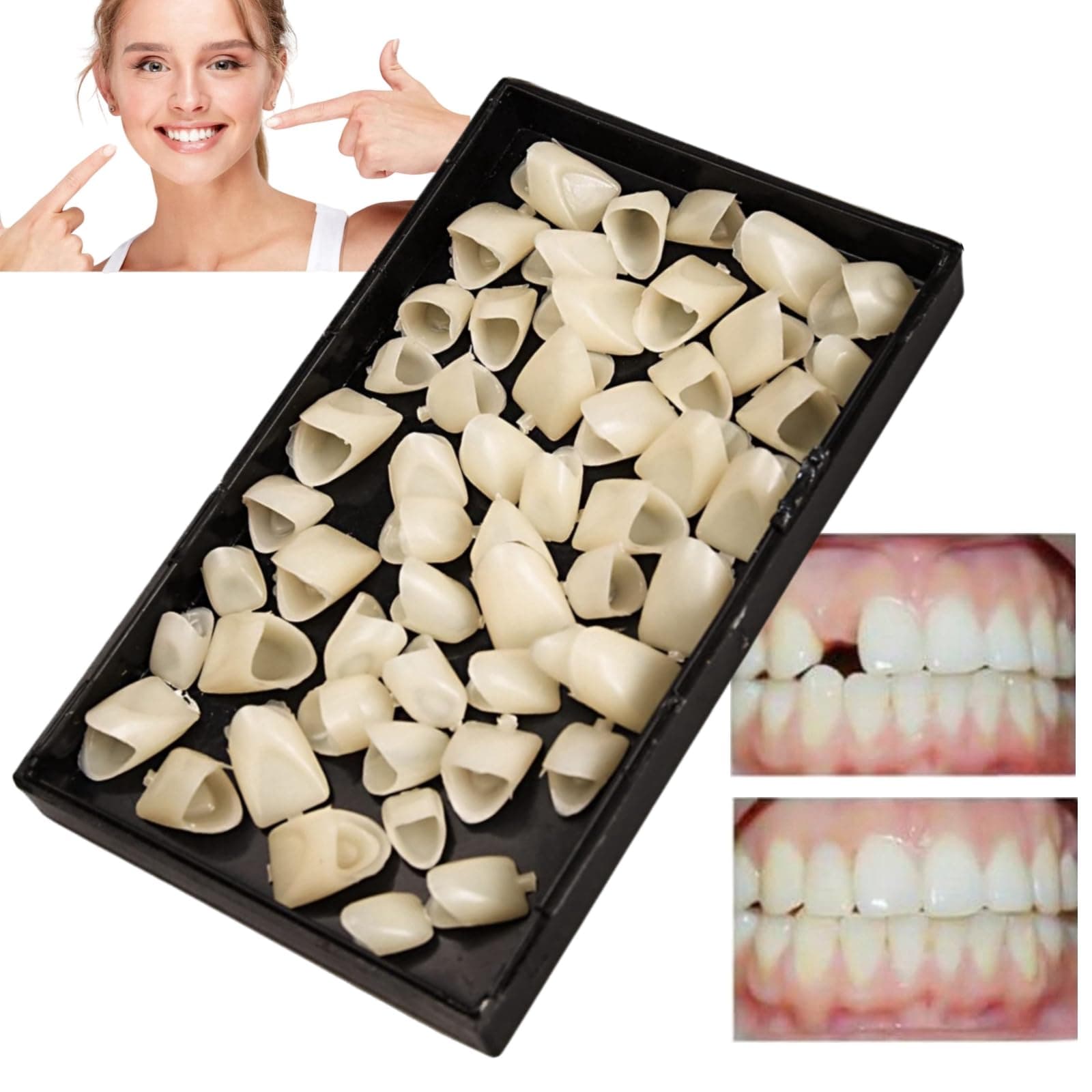 70PCS Temporary Tooth Crown,Temporary Crowns for Teeth,Tooth Repair Kit,Dental Temporary Tooth Cap Crown,Front Fake Teeth,Tooth Crown,False Tooth Replacement,Temporary Crown for Tooth Repair