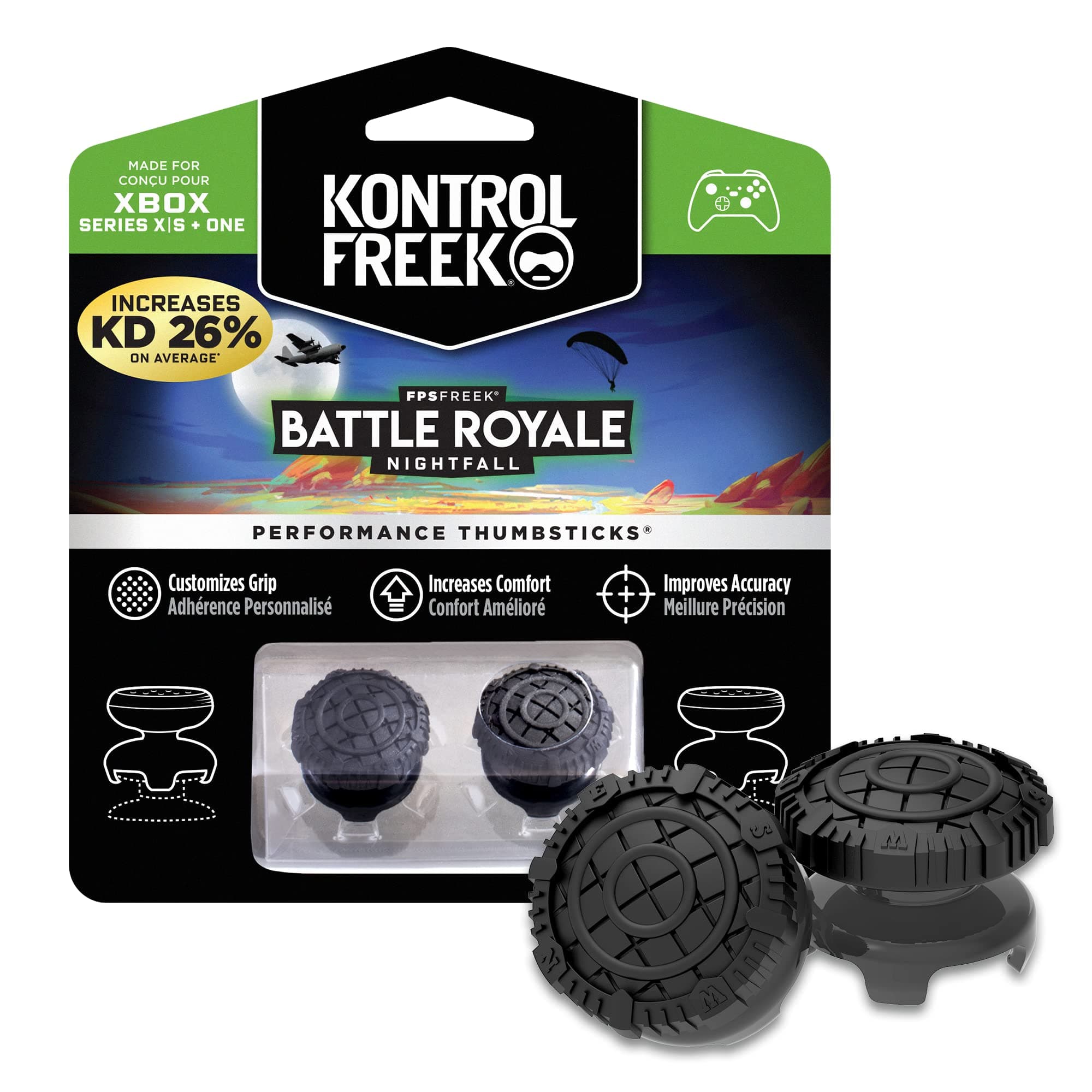 KontrolFreek Fps Freek Battle Royale Nightfall Performance Thumbsticks For Xbox One And Xbox Series X | Performance Thumbsticks | 2 High-Rise Convex | Black