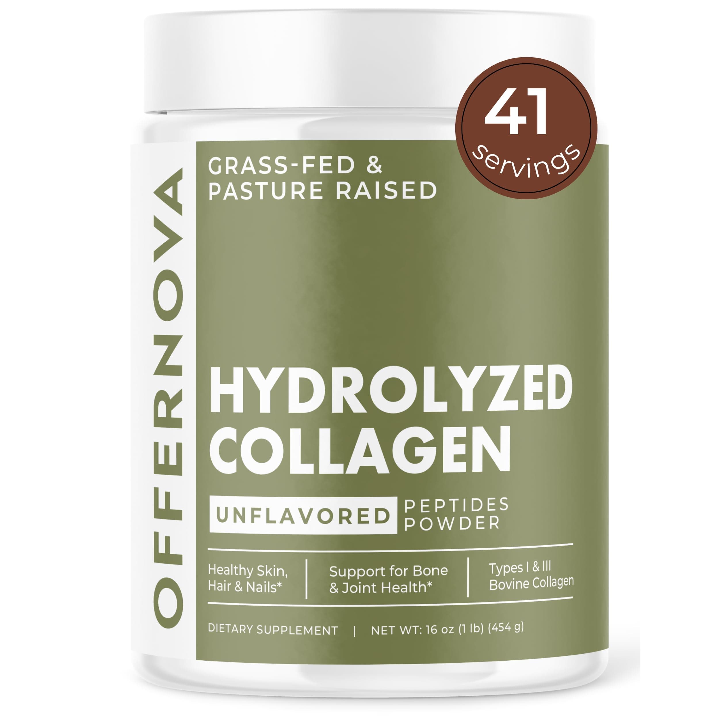 Hydrolyzed Collagen Peptides Powder - 100% Pure, Grass Fed & Unflavored for Women & Men – for Healthy Bones, Joints, Hair & Skin – Colageno Hidrolizado en Polvo Piel, Cabello y Articulaciones