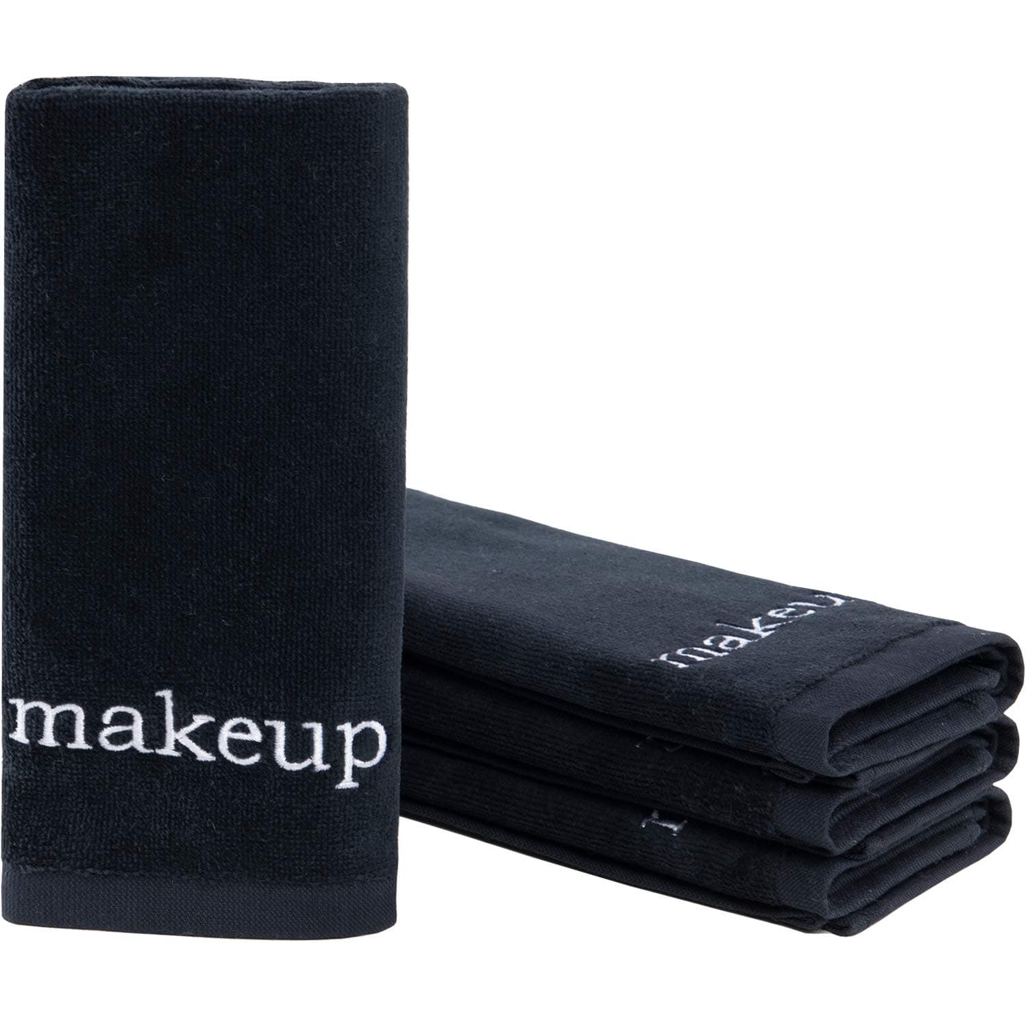 Truly Lou Luxury Black Makeup Removal Towel Set | Oversized Ultra Soft Cotton That's Gentle on Skin | Perfect for Face Wash and Removing Eyeliner, Mascara, Foundation | Machine Washable (Set of 4)