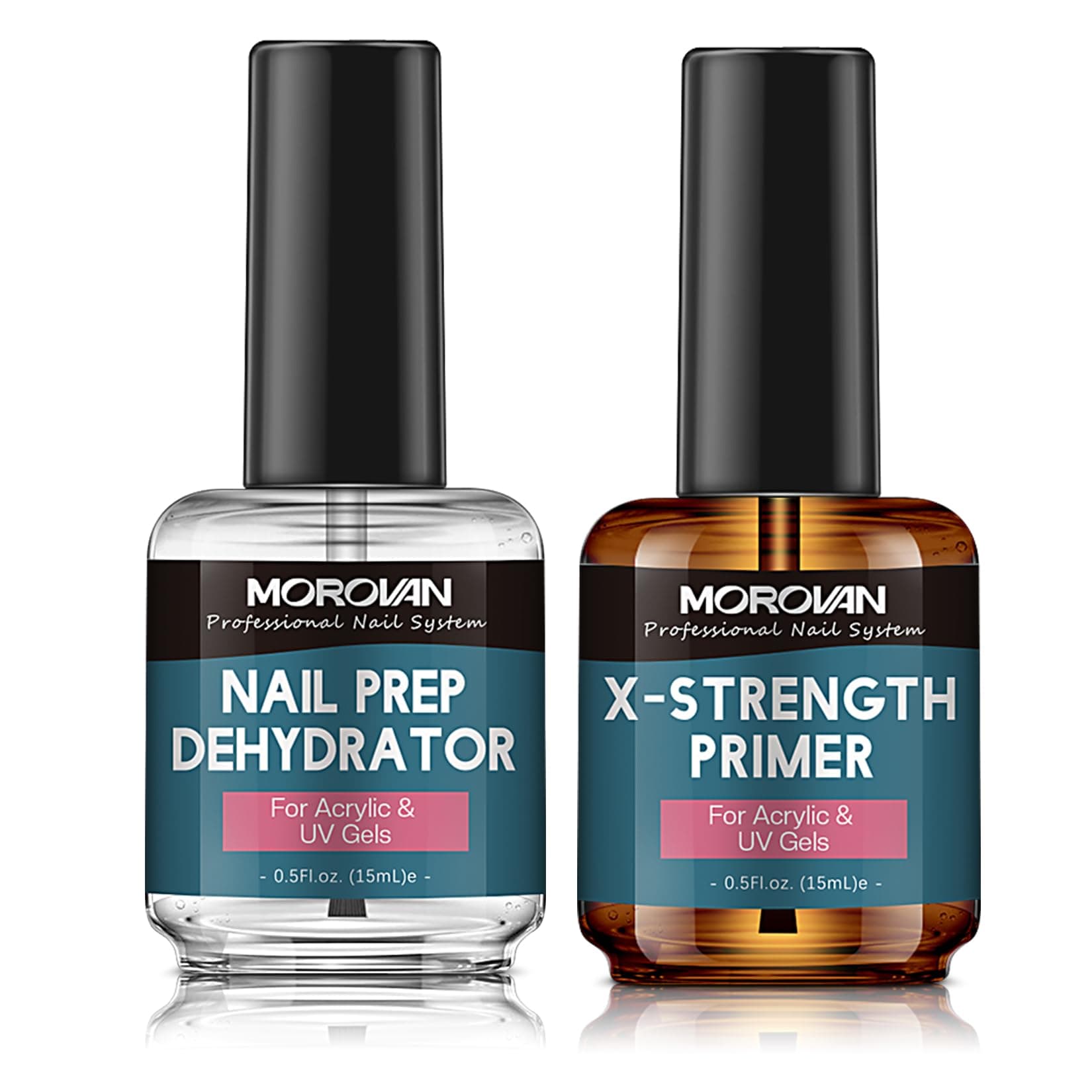 Nail Prep Dehydrate and Primer X-strength, No Burn Non Acid Nail Primer and Dehydrator for Acrylic Powder Fast Dry 0.5oz