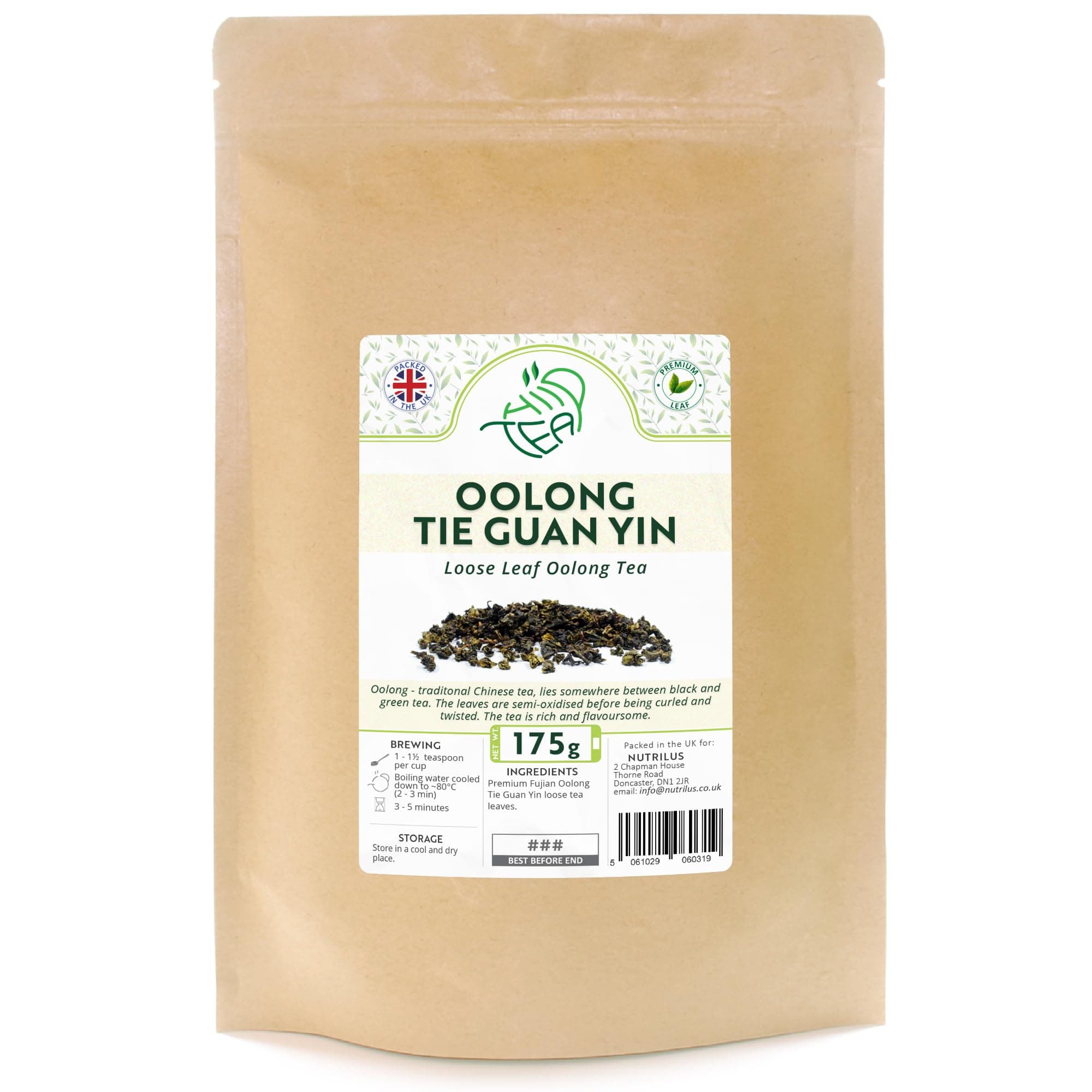 Oolong Tie Guan Yin Premium Loose Leaf Tea - Iron Goddess of Mercy Oolong from Fuijan, China (175g, Tie Guan Yin)