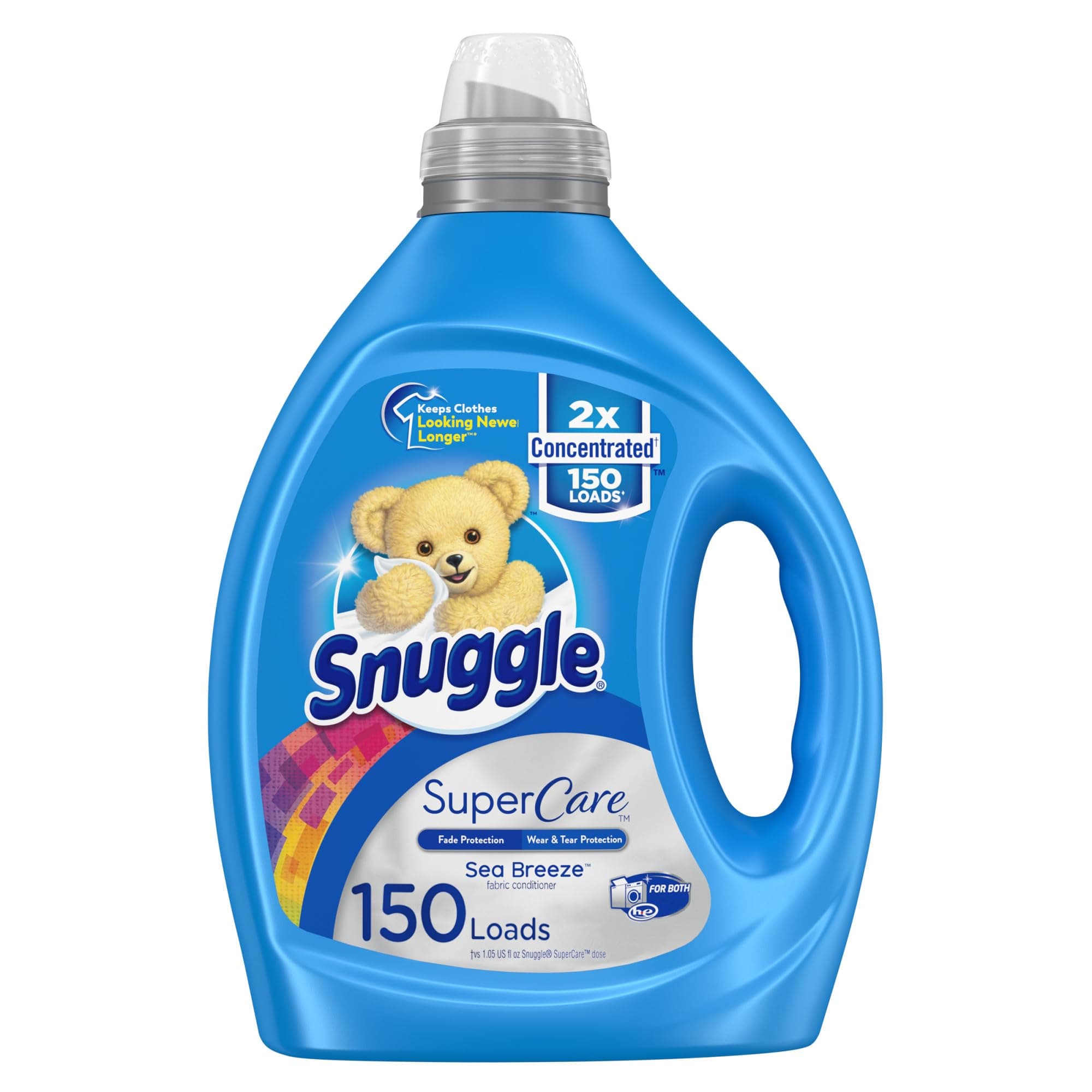 Snuggle SuperCare Laundry Fabric Softener Liquid, Sea Breeze, 2X Concentrated Fabric Conditioner, 150 Loads