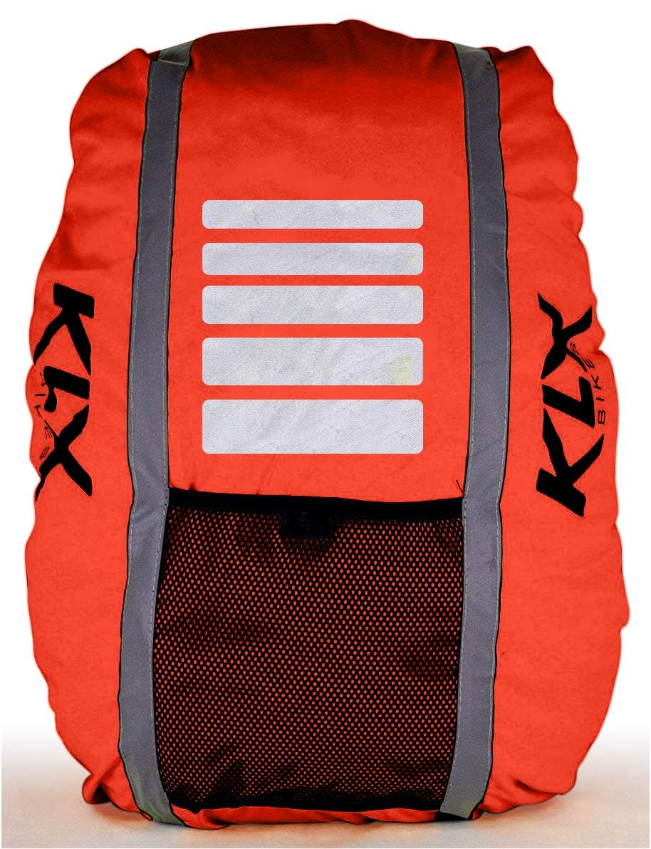 KLX Heavy Duty High Visibility Reflective Waterproof Rucksack Backpack Cover - New Improved (Orange)