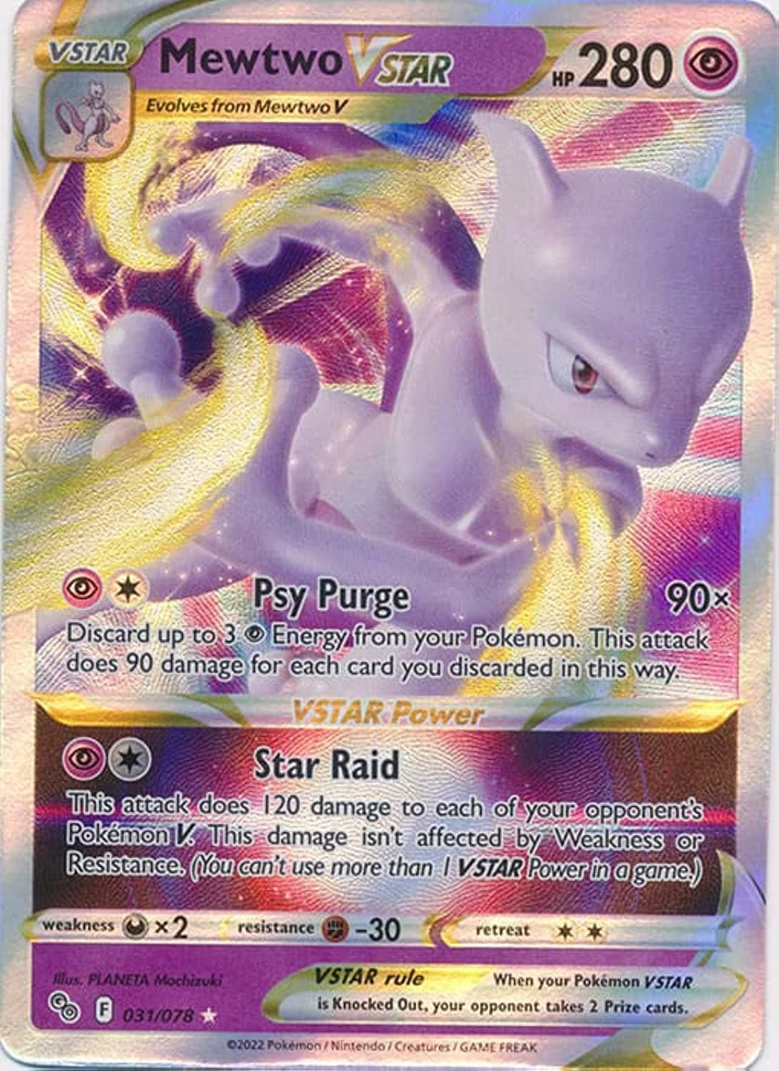 Pokemon Mewtwo Vstar 031/078 - Go - Ultra Rare Card