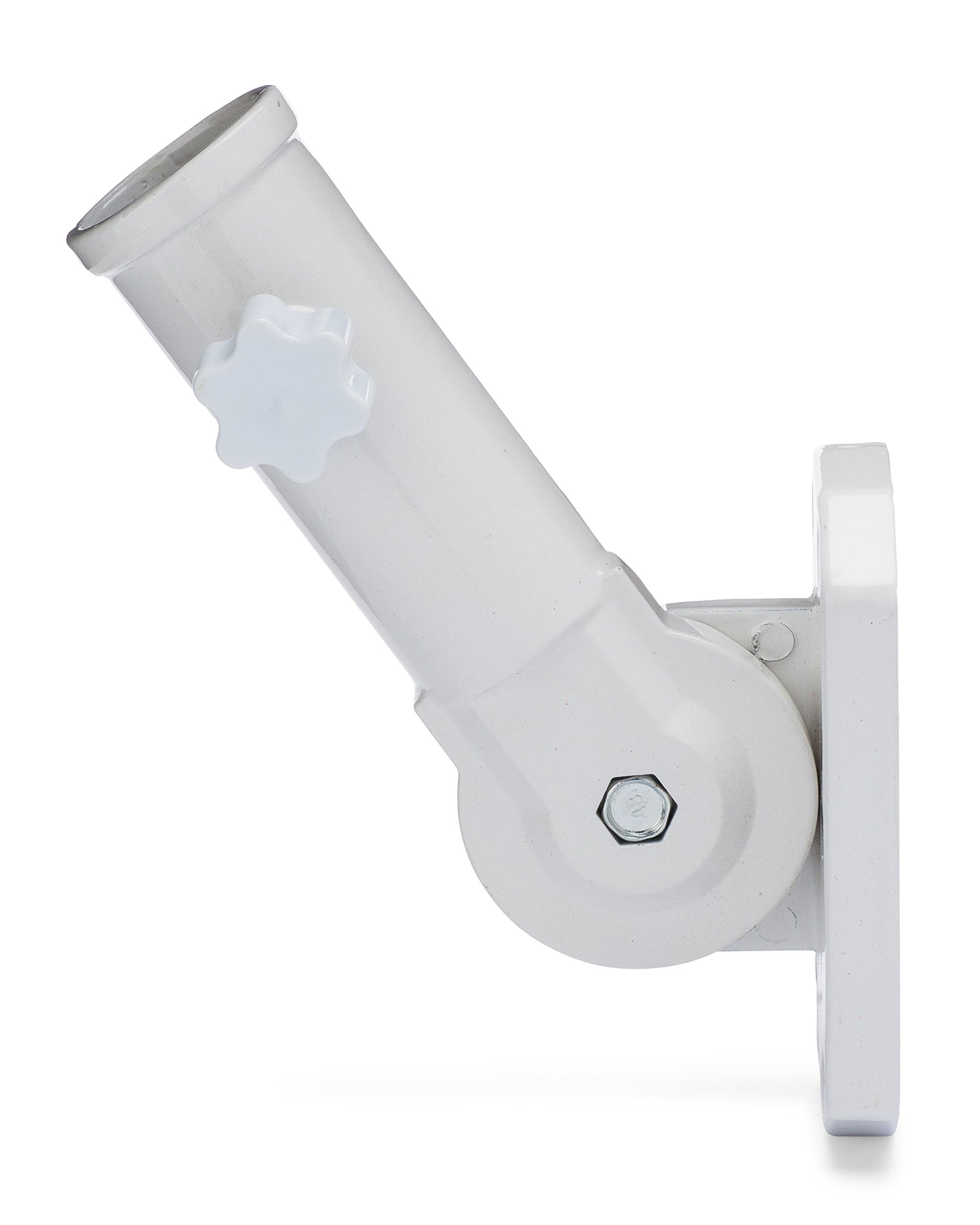 Adjustable Flag Pole Bracket Heavy Duty Aluminum All Weather Flag Display Holder (White)