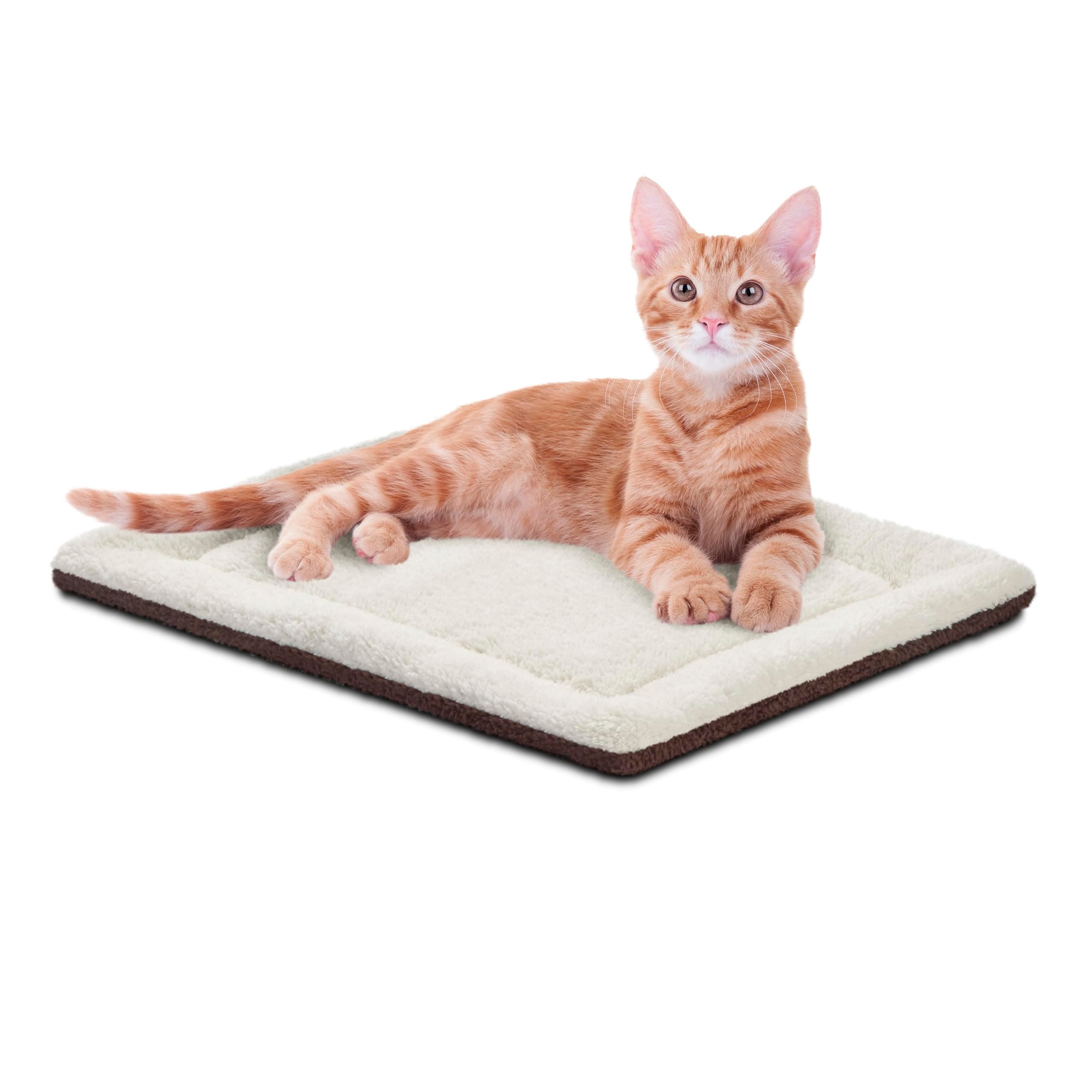 K&H PET PRODUCTS Self-Warming Cat Bed Pad, Self Heating Pad for Outdoor Cat Houses, Warming Mat for Indoor Pet Beds & Furniture, Reversible Blanket, Washable - Small 21 X 17in Oatmeal/Chocolate