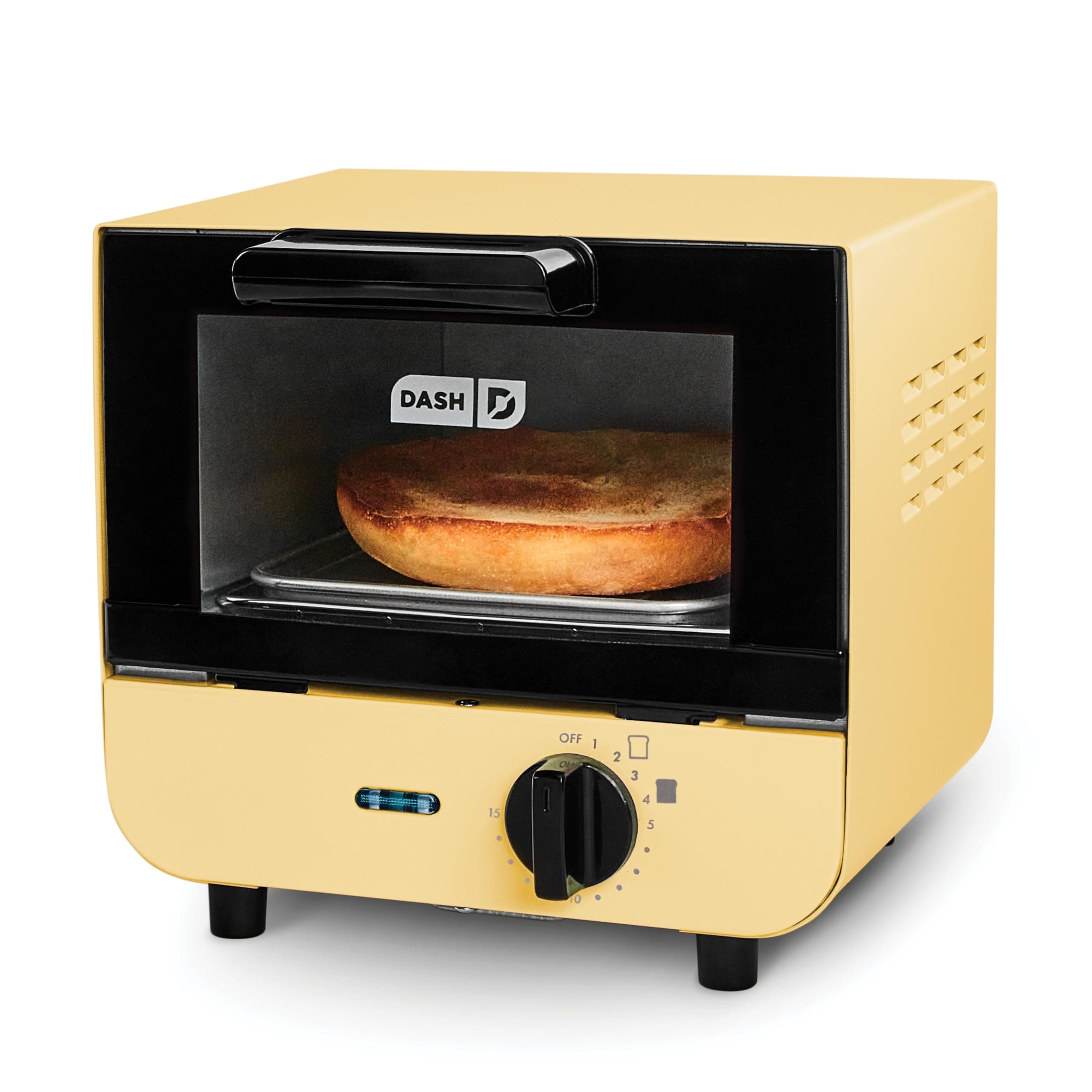 Dash Mini Toaster Oven - Sleek & Stylish - For Creative Homemade Treats - Compact, Space-Saving Design - adjustable temperature dial - Removable Baking Tray - Yellow