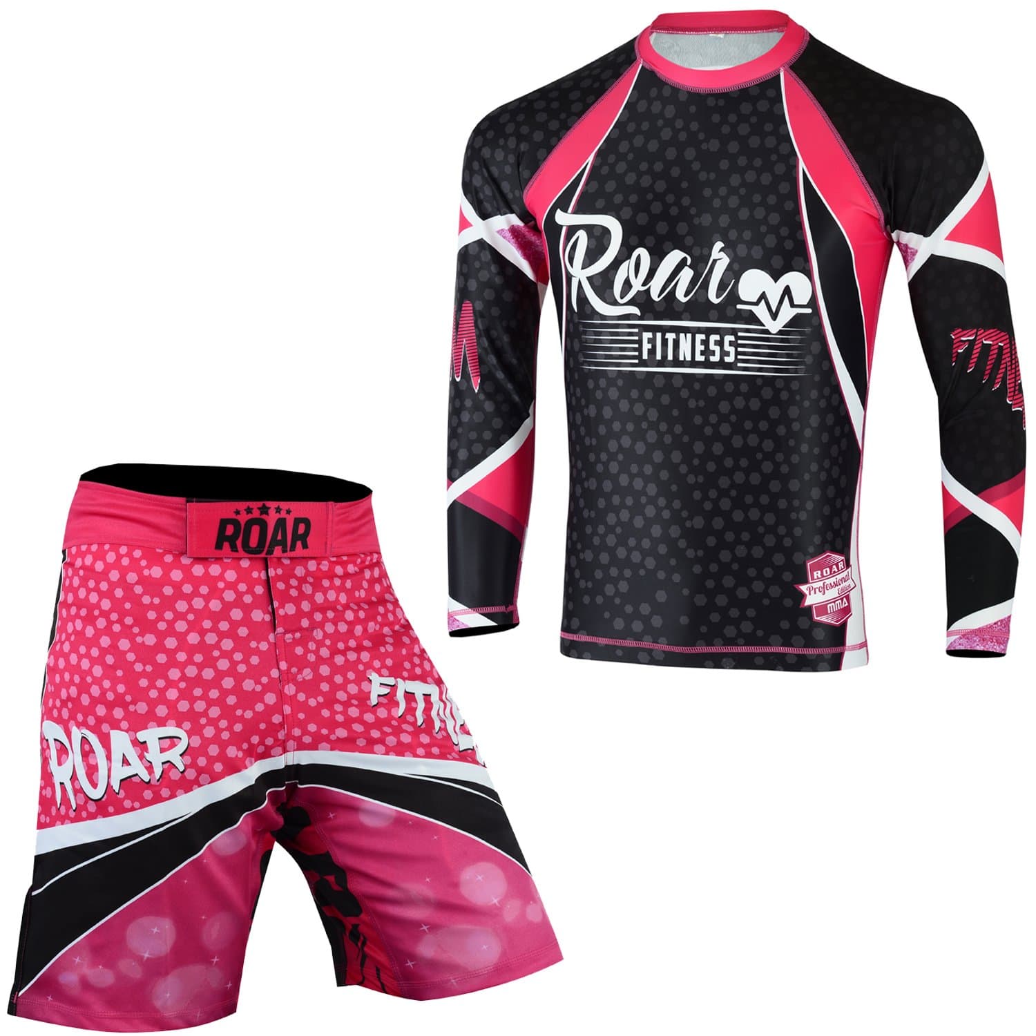 Roar No Gi Wear MMA Rash Guards & MMA Shorts Set BJJ Grappling Jitsu Training