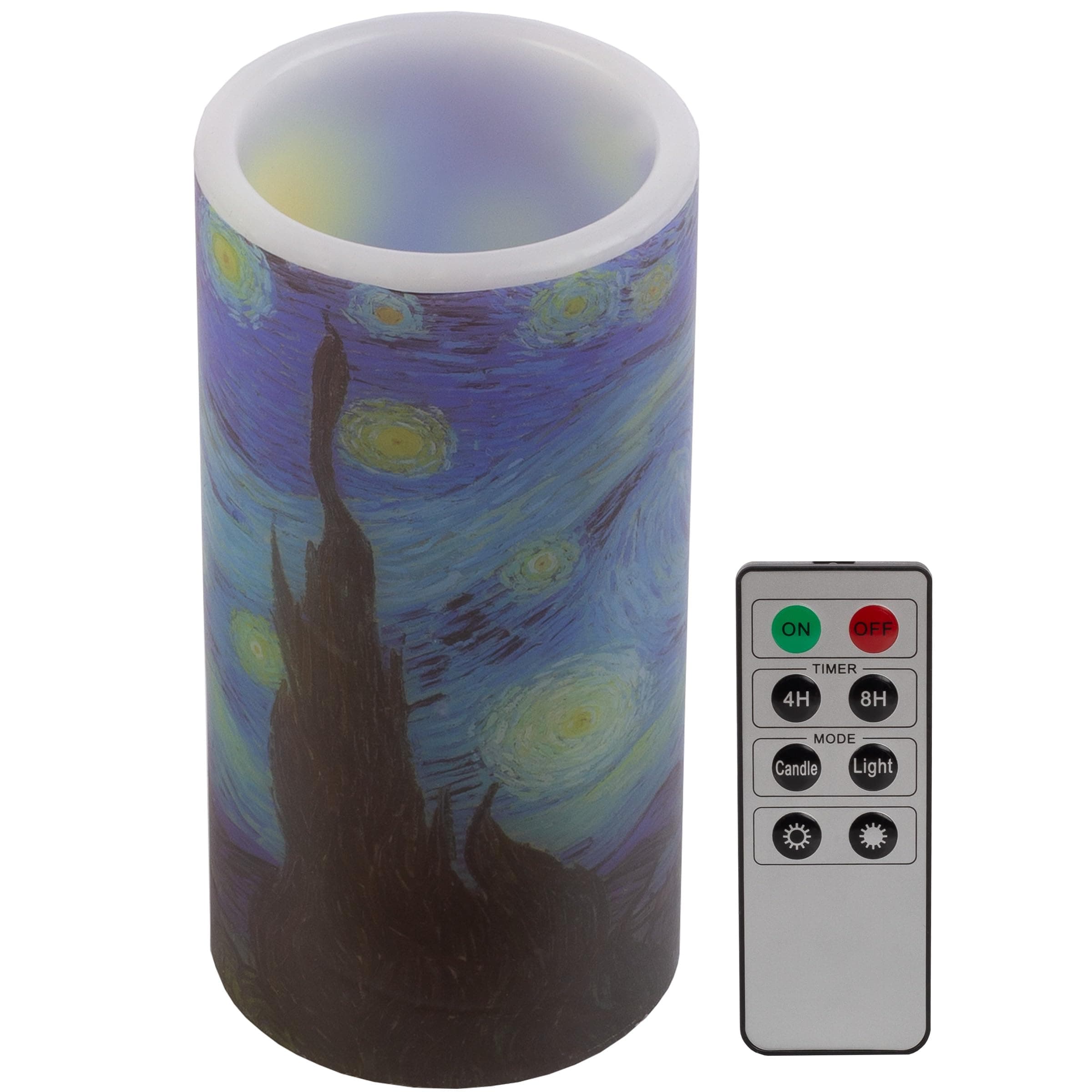 Lavish Home Flameless Candles -Van Gogh Starry Night Battery Operated Candles with Remote and Flickering Light for Home Décor