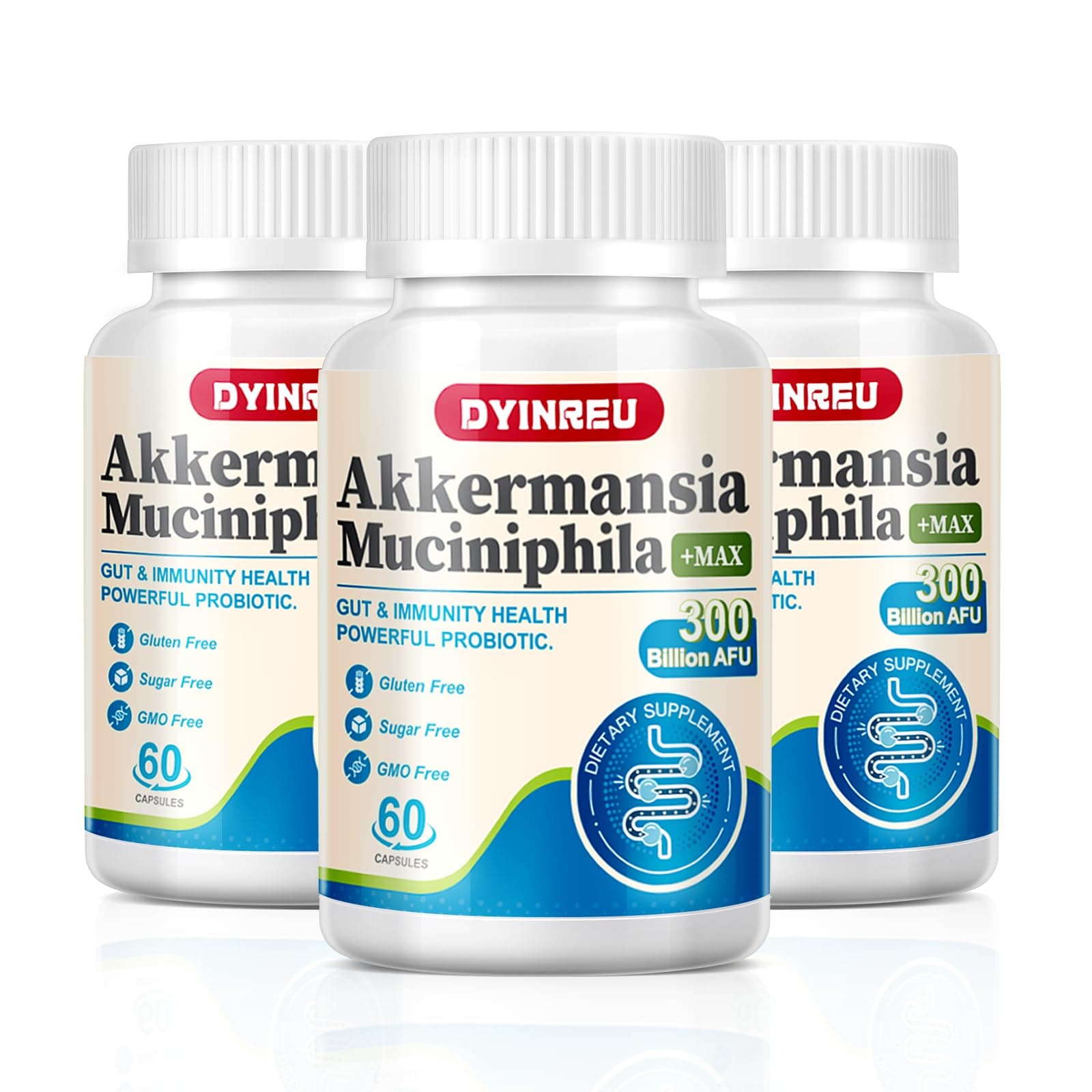 Akkermansia Muciniphila 300 Billion AFU,Increases GLP-1, Probiotics for Digestive, Gut, Immune & Overall Health,Enhances Gut Digestive Lining function, A Live Probioticsfor Women Men,60 Capsules