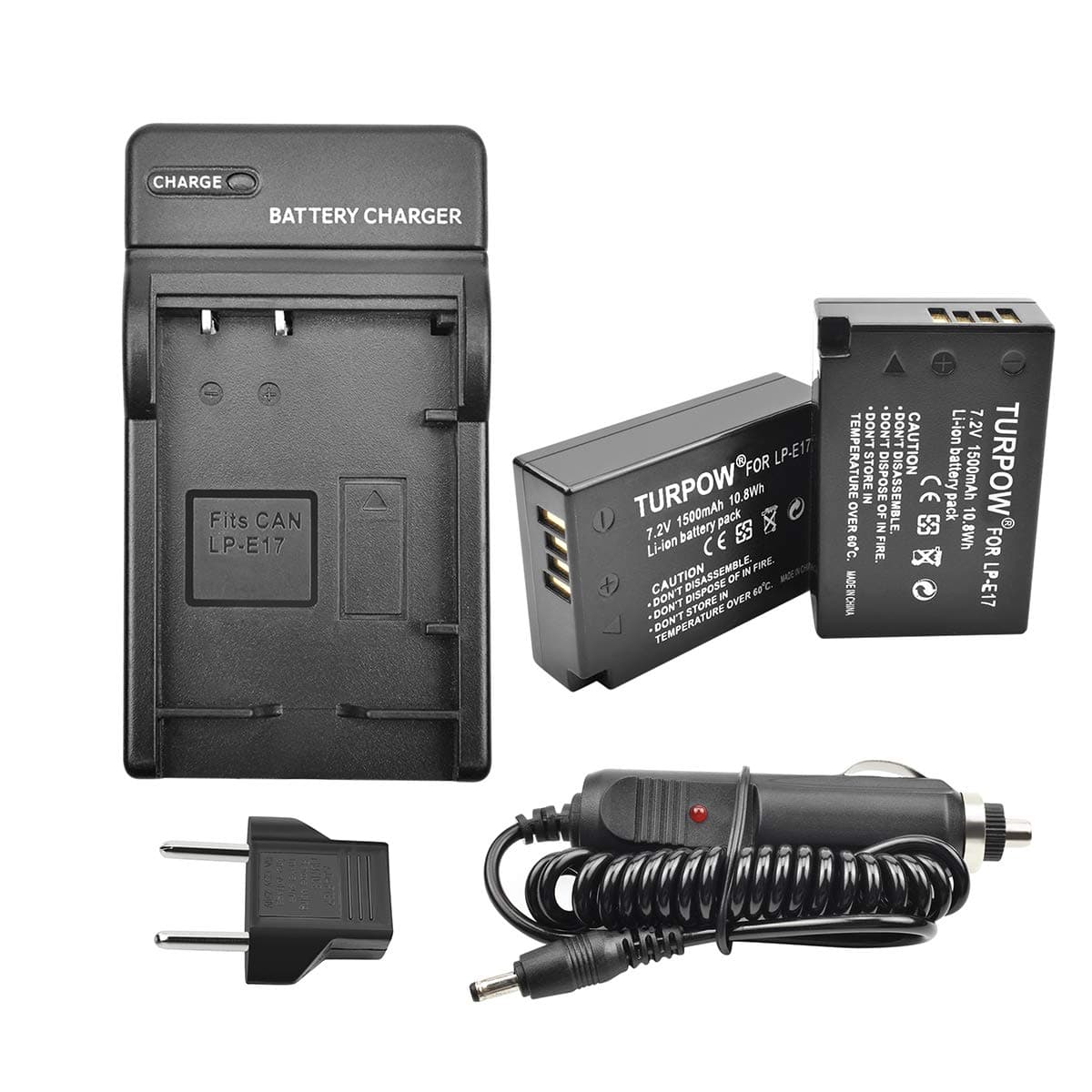 TURPOW 2 Pack LP-E17 Replacement Battery Charger Compatible with Canon EOS RP, Rebel T6i, T6s, T7i, SL2, EOS 750D, 760D, 77D, 800D, 8000D, 200D, EOS M3, M5, M6 Digital SLR Camera