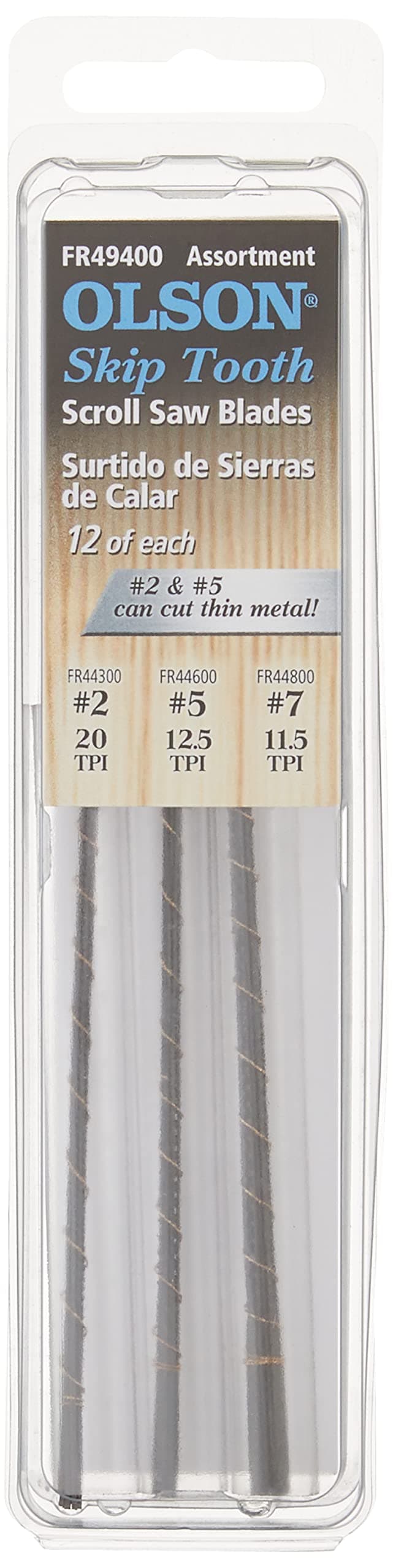 Olson Saw FR49400 Skip Tooth Scroll Saw Blade Assortment,36