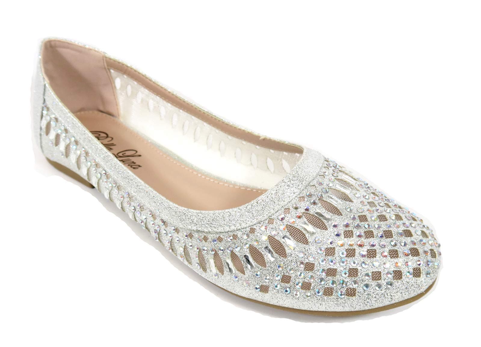 ANNA Walstar Women Basic Glitter Mesh Flat Slip on Shoes