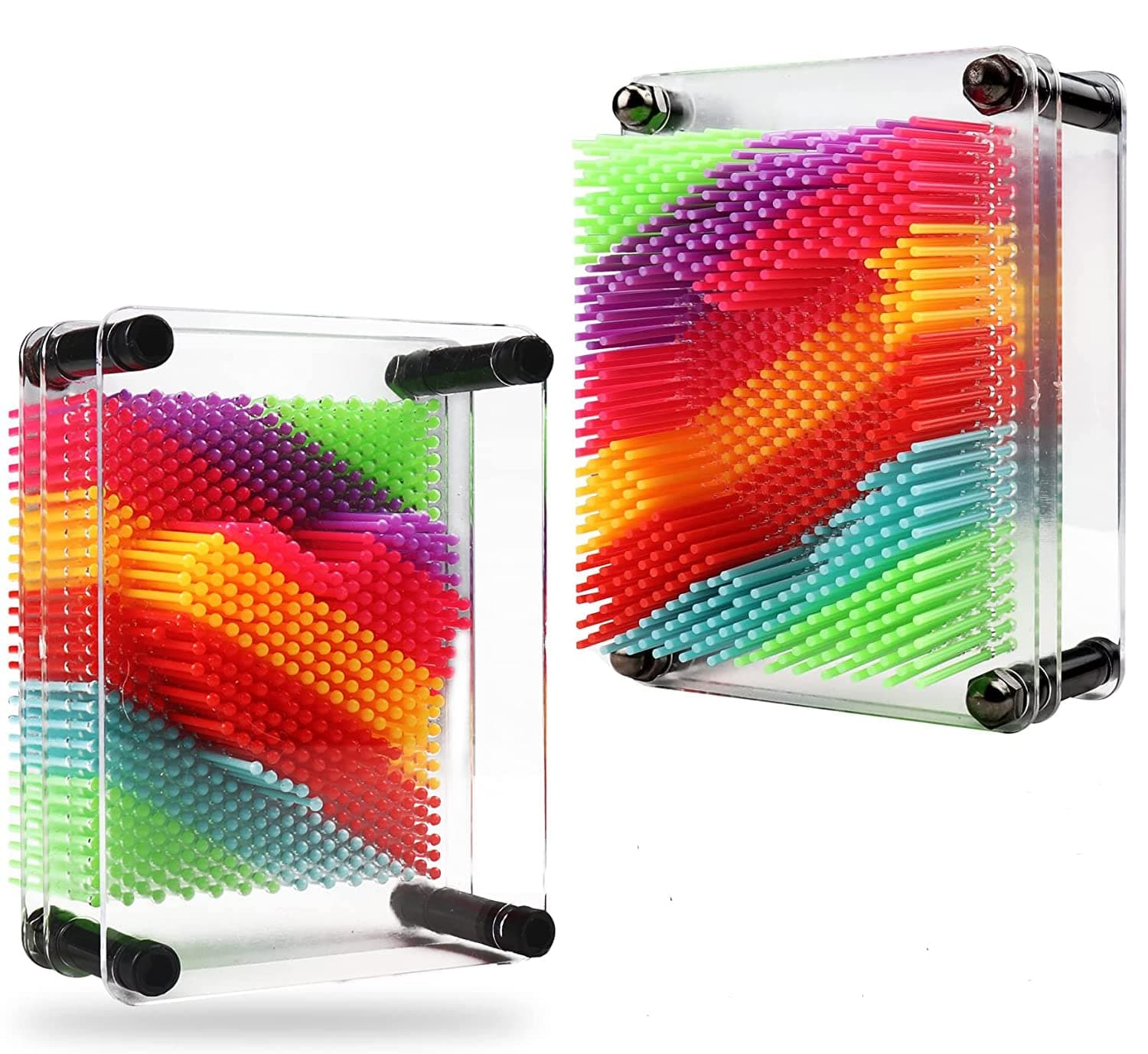 3D Pin Art Toy – Unique Rainbow Plastic Pin Art Board for Kids，3.7 * 5 inch 3D Pin Impression Sculpture Needle Toys to Inspire Imagination and Creativity for Children (Small)