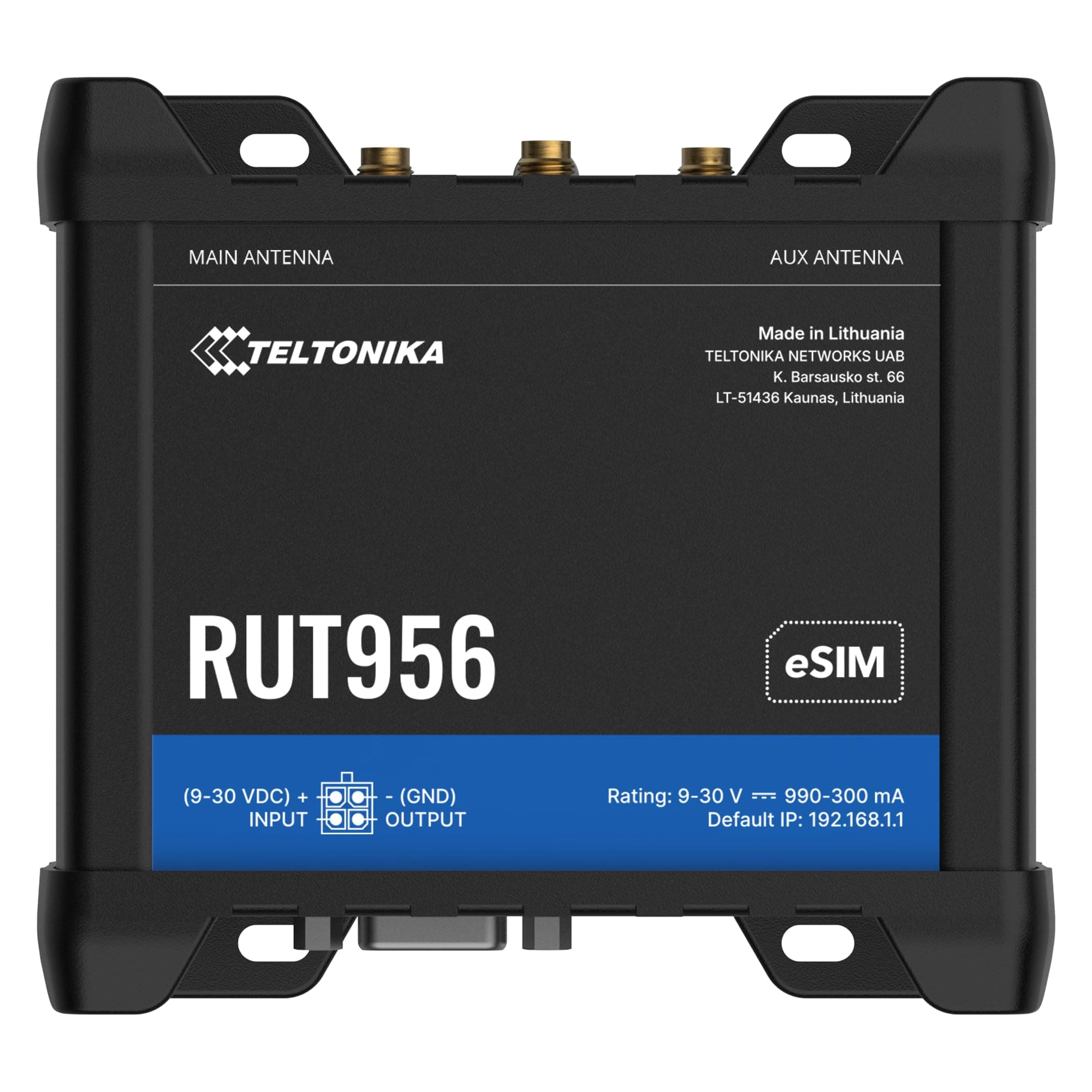 Teltonika RUT956 4G LTE Industrial Router | Dual SIM with Auto Failover | GNSS | Ethernet & RS232/RS485 | Compatible with AT&T, Verizon & T-Mobile | RMS Remote Management